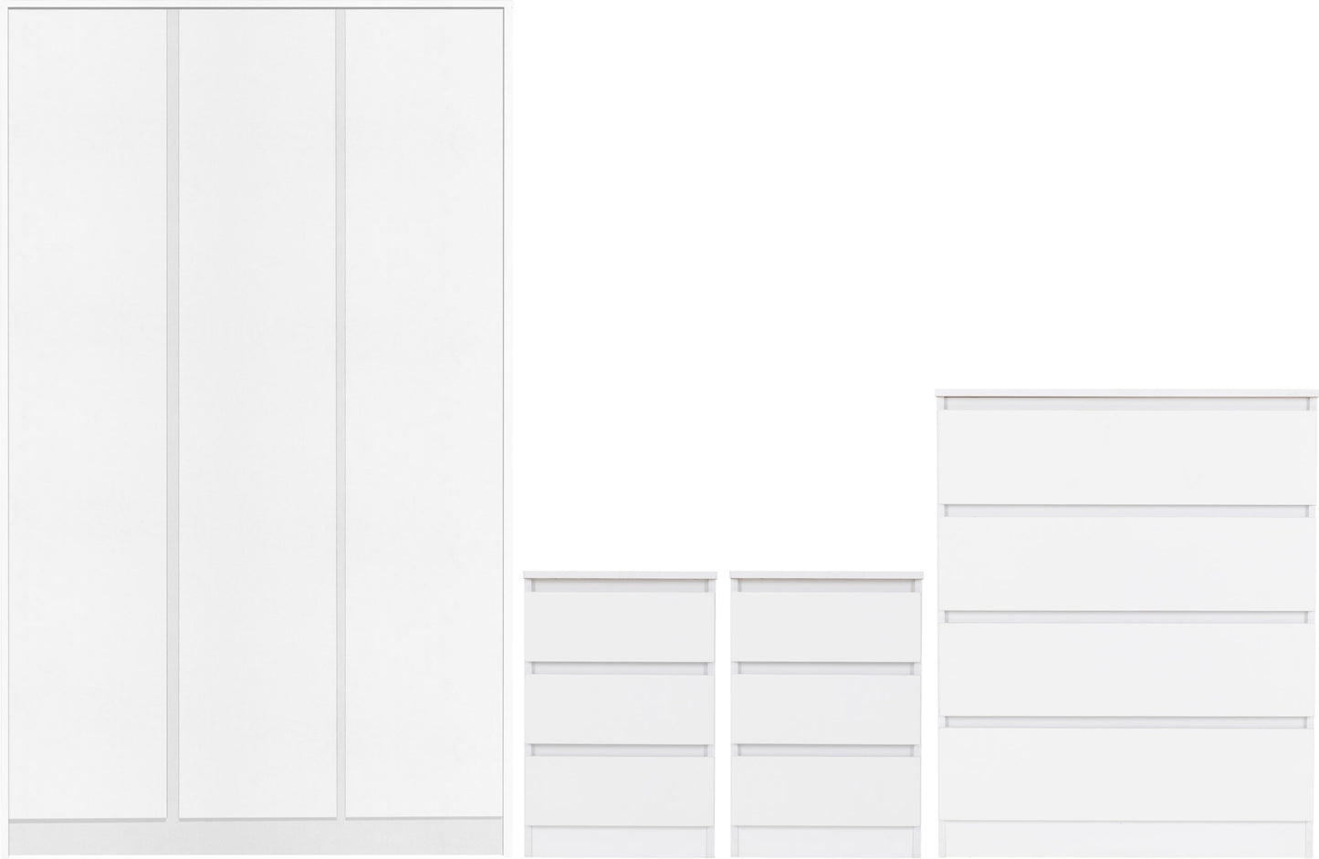 MALVERN 3 DOOR WARDROBE BEDROOM SET - WHITE