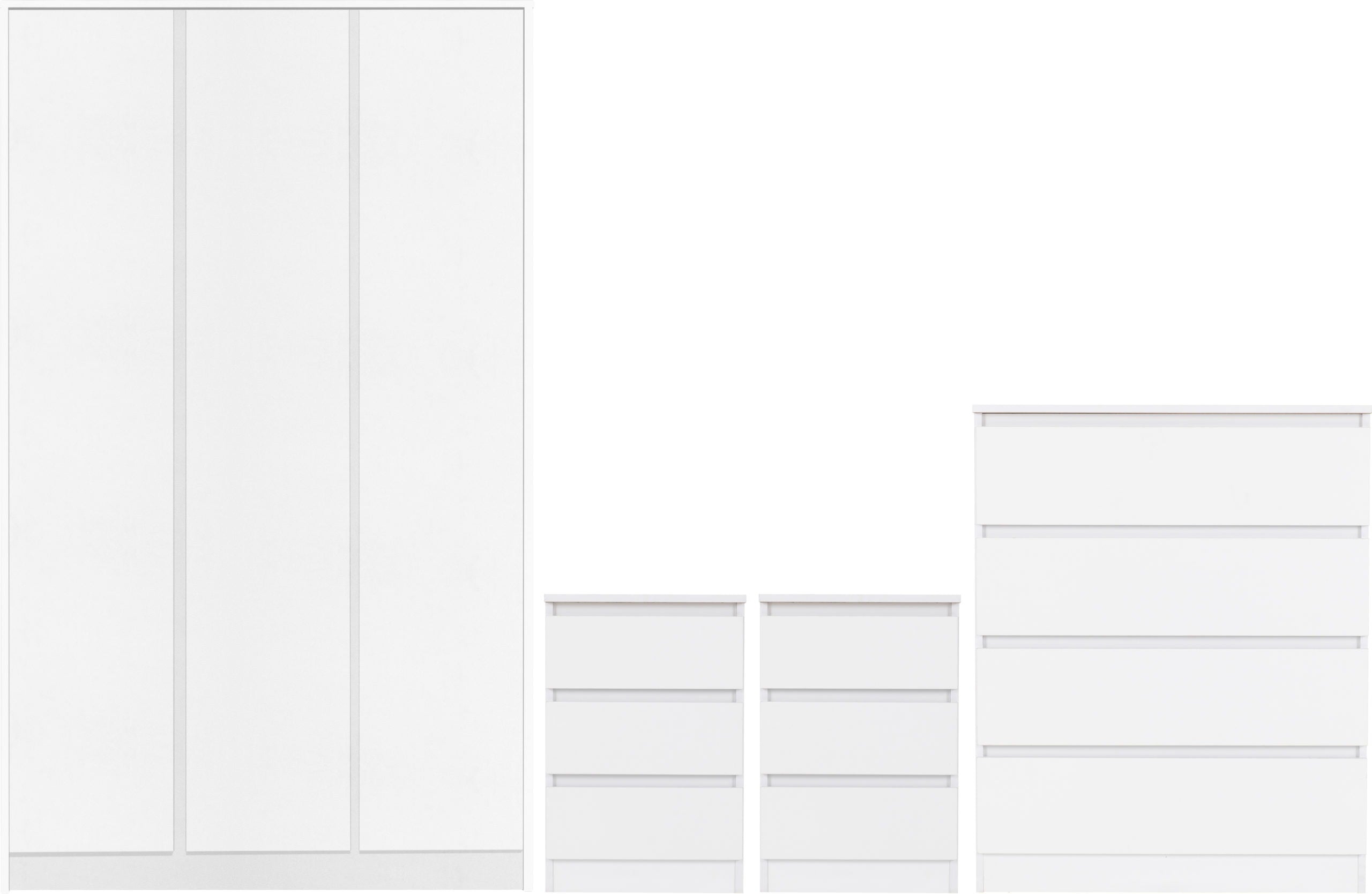 MALVERN 3 DOOR WARDROBE BEDROOM SET - WHITE