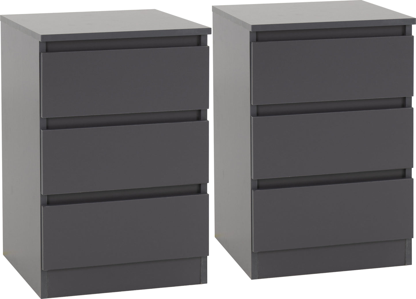 MALVERN 3 DRAWER BEDSIDE (PAIR) - GREY