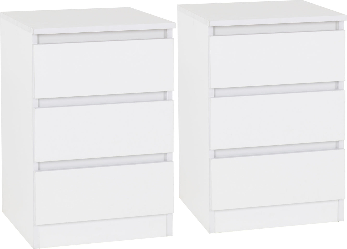 MALVERN 3 DRAWER BEDSIDE (PAIR) - WHITE