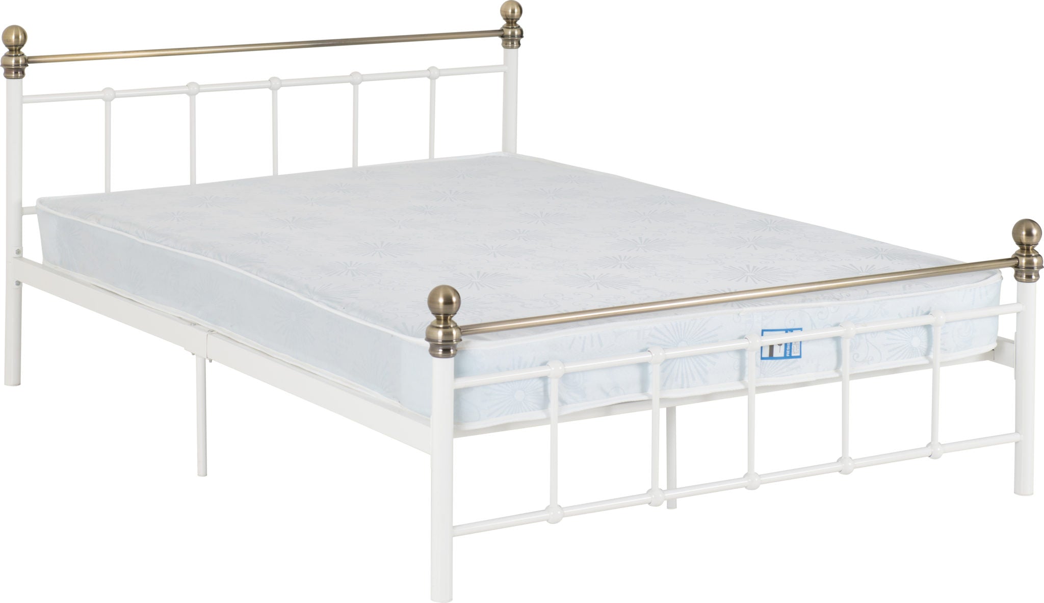 MARLBOROUGH 3' BED - WHITE/ANTIQUE BRASS