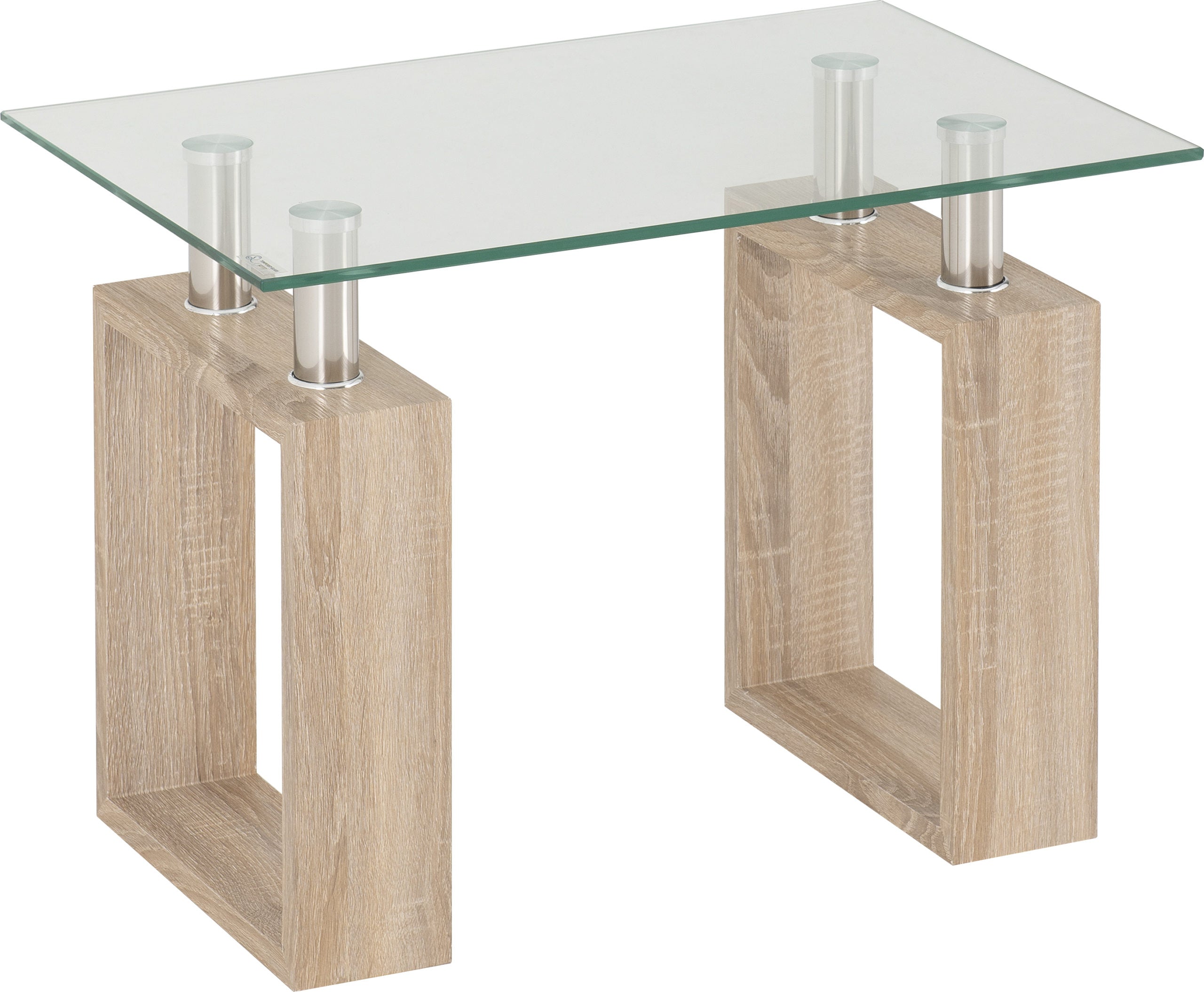 MILAN LAMP TABLE - SONOMA OAK EFFECT VENEER/CLEAR GLASS/SILVER