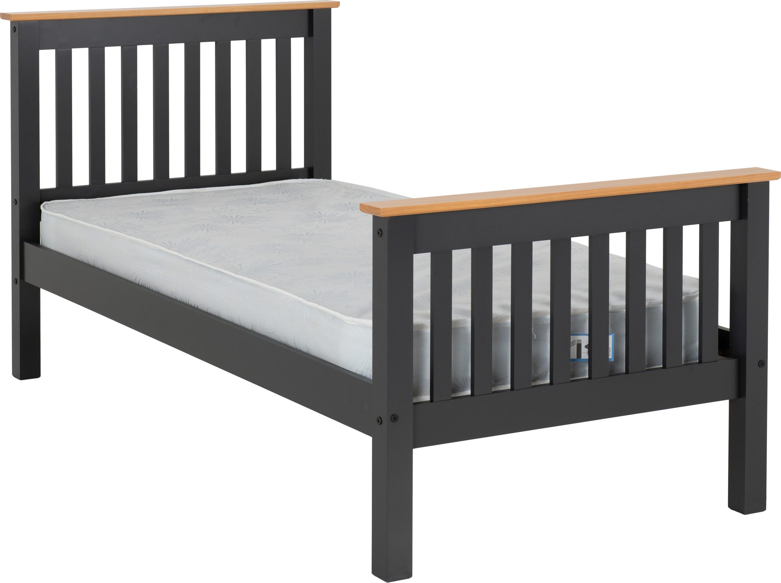 MONACO 3' BED HIGH FOOT END - GREY/OAK EFFECT