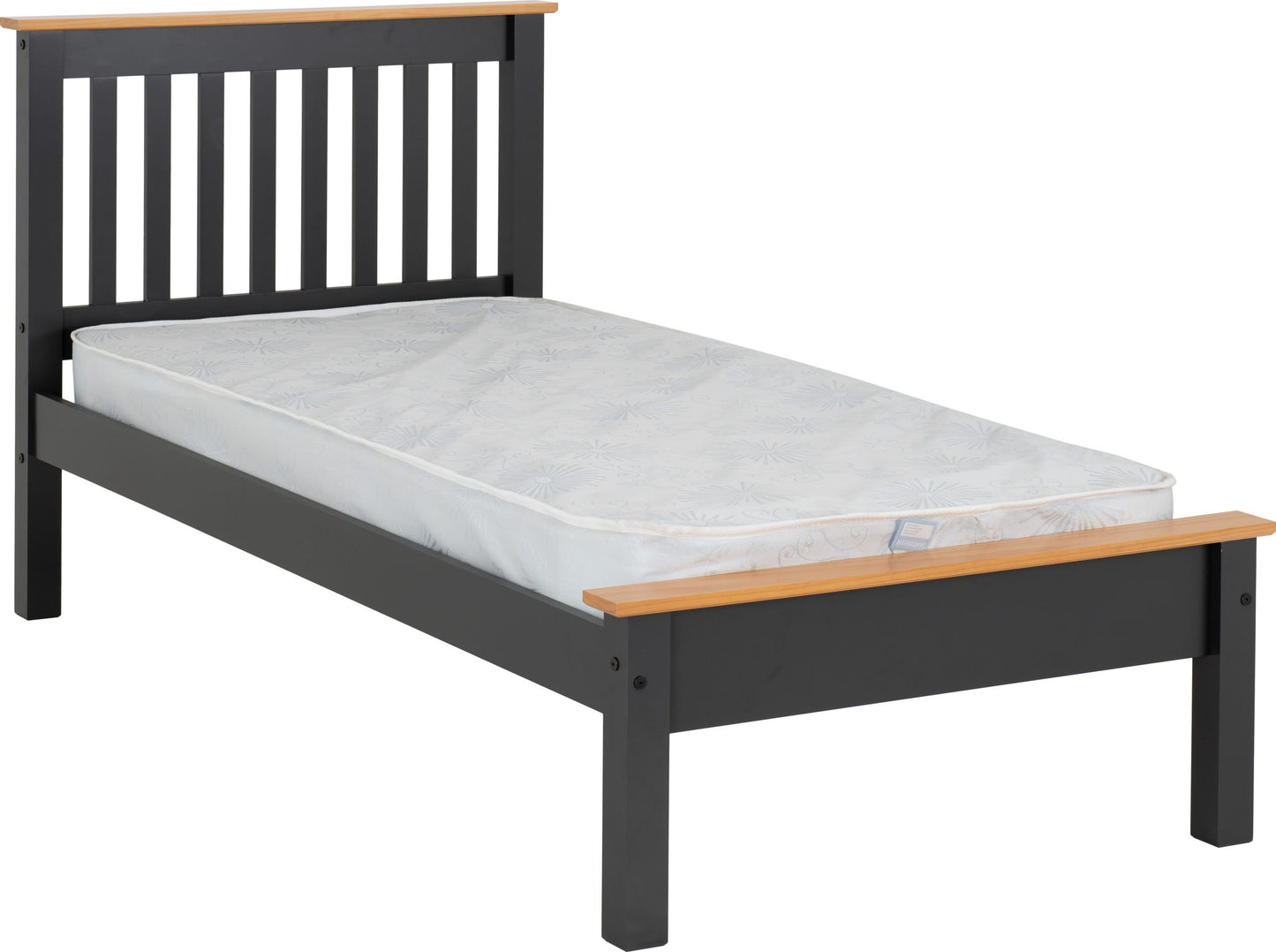 MONACO 3' BED LOW FOOT END - GREY/OAK EFFECT