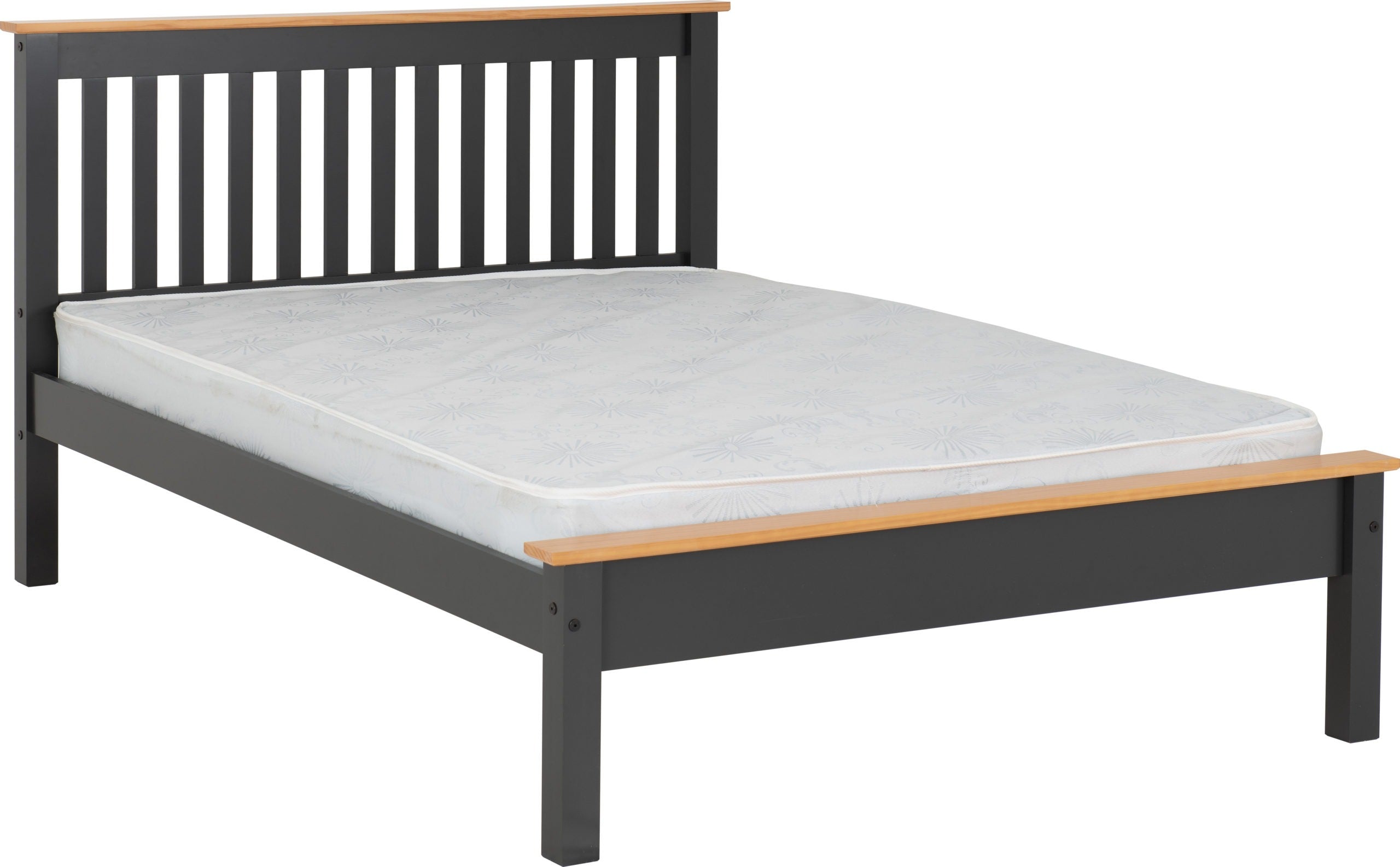 MONACO 4'6" BED LOW FOOT END - GREY/OAK EFFECT