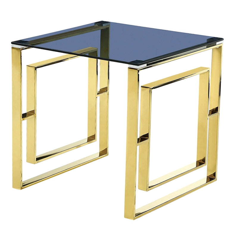 Gold Grey Glass Lamp Table