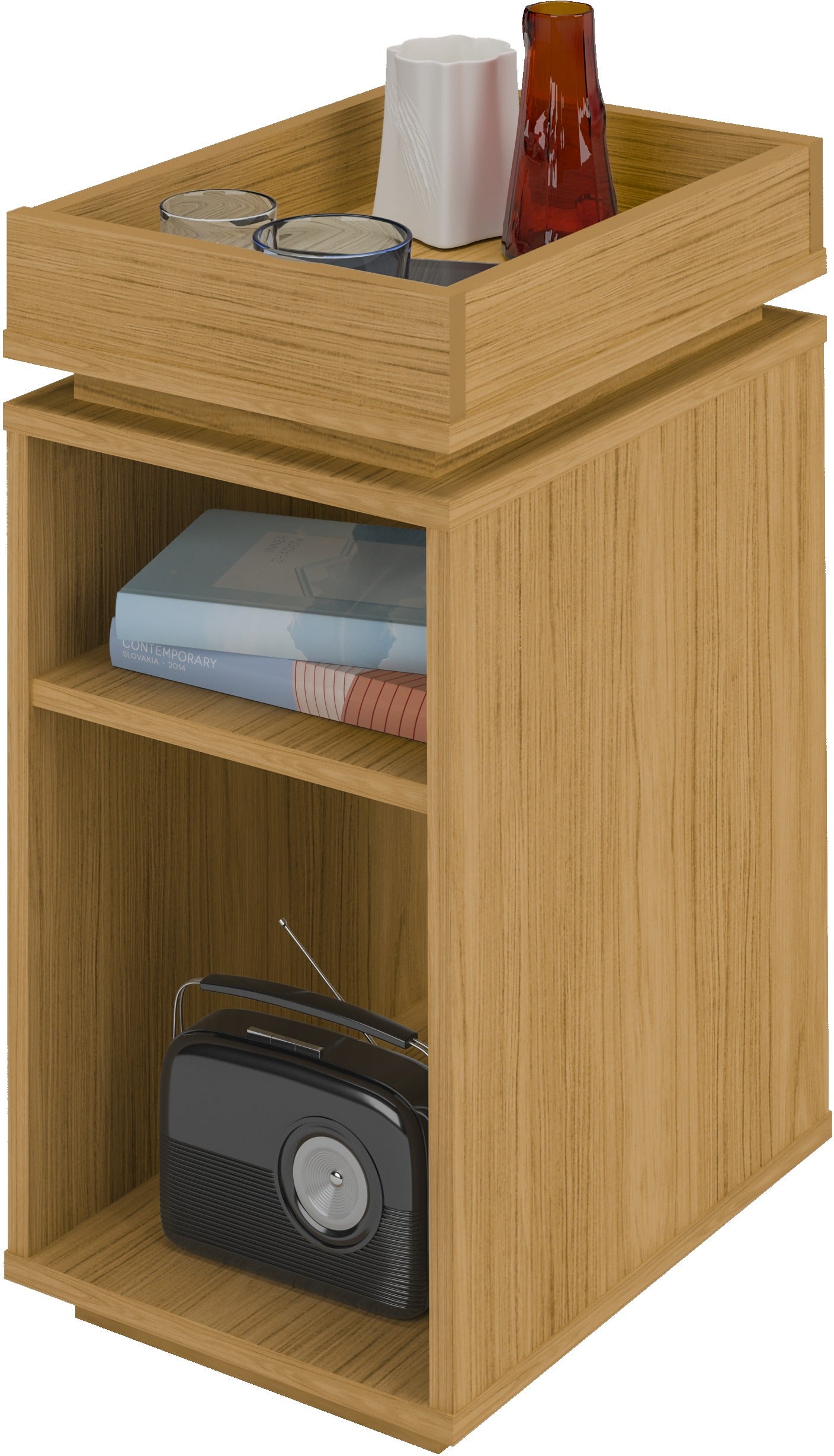 NAPLES STORAGE SIDE TABLE - OAK EFFECT