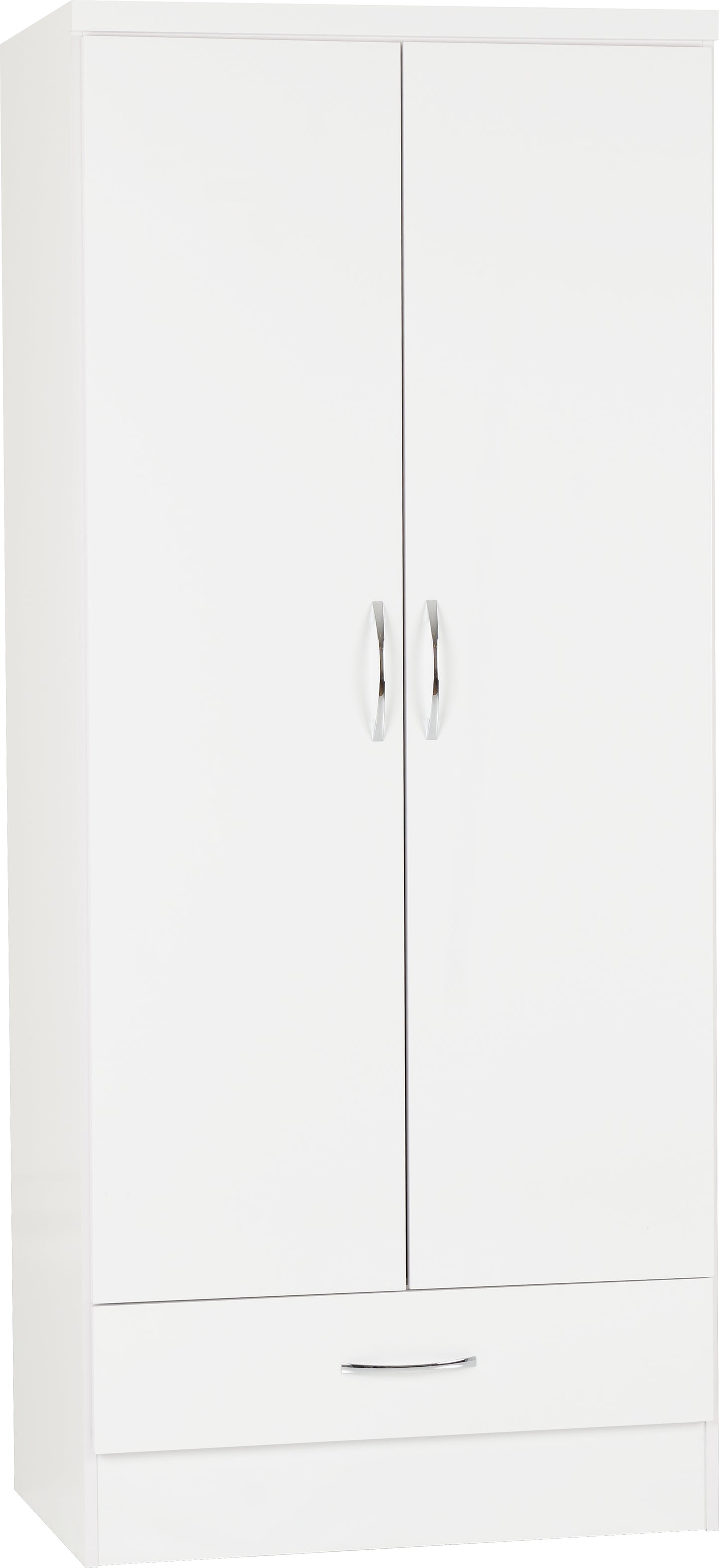 NEVADA 2 DOOR 1 DRAWER WARDROBE - WHITE GLOSS