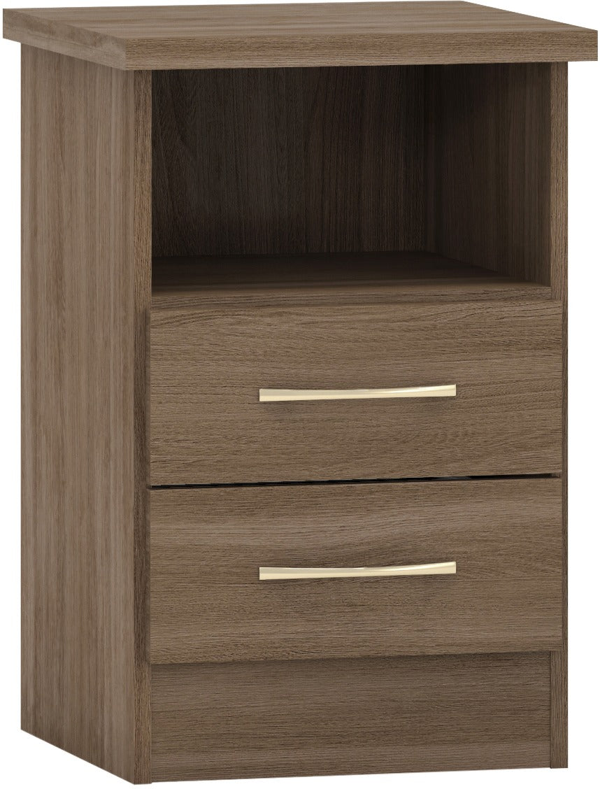 NEVADA 2 DRAWER BEDSIDE - RUSTIC OAK EFFECT