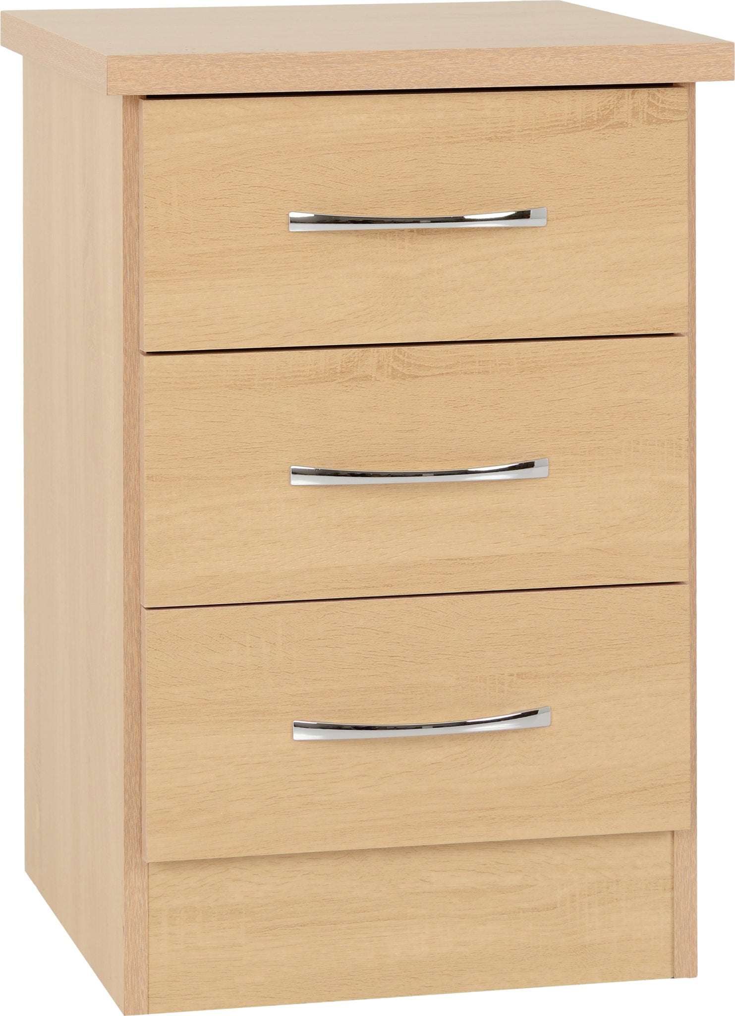 NEVADA 3 DRAWER BEDSIDE - SONOMA OAK EFFECT