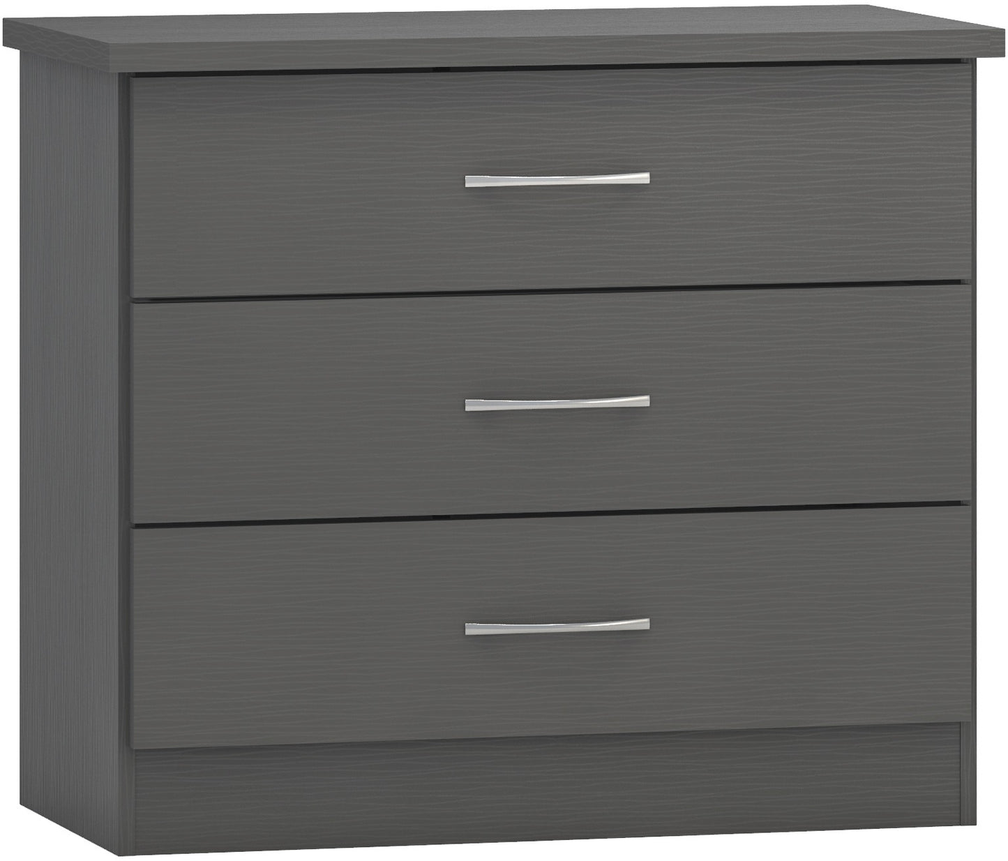 NEVADA 3 DRAWER CHEST - 3D EFFECT GREY