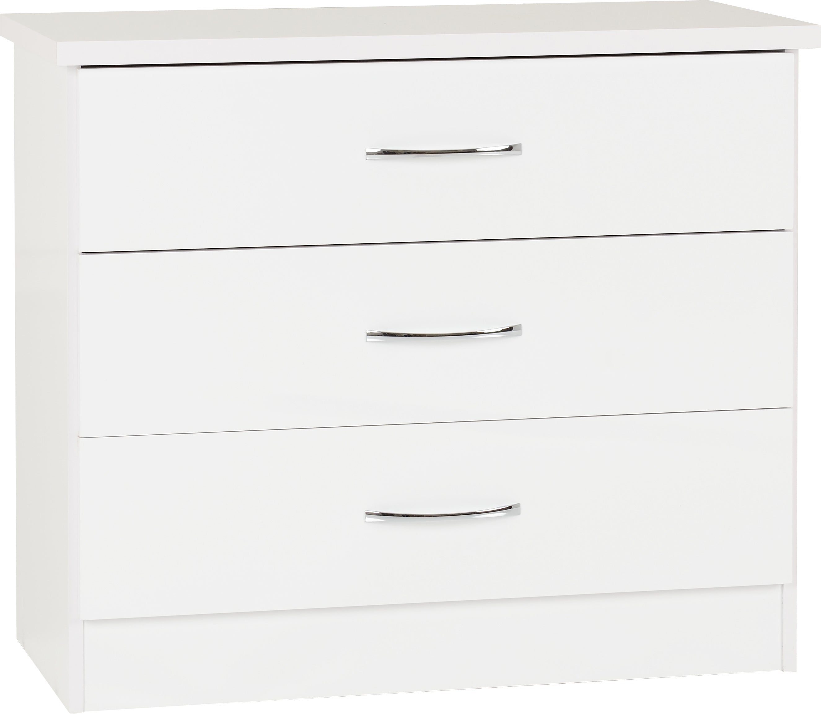 NEVADA 3 DRAWER CHEST - WHITE GLOSS