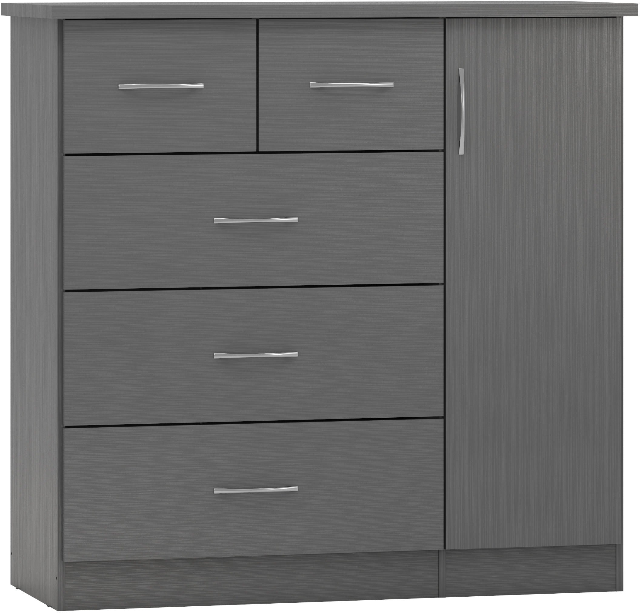 NEVADA 5 DRAWER LOW WARDROBE - 3D EFFECT GREY