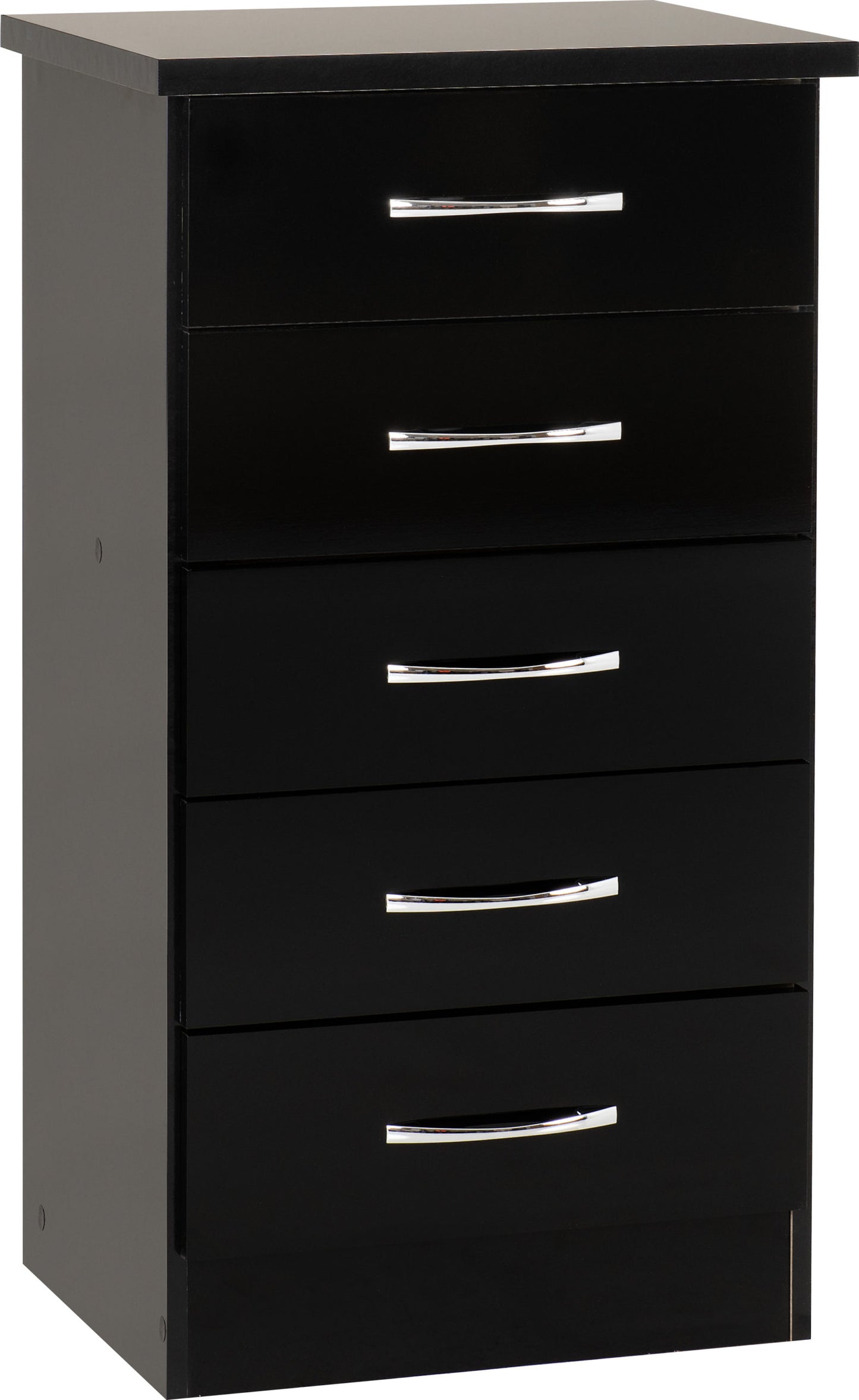 NEVADA 5 DRAWER NARROW CHEST - BLACK GLOSS