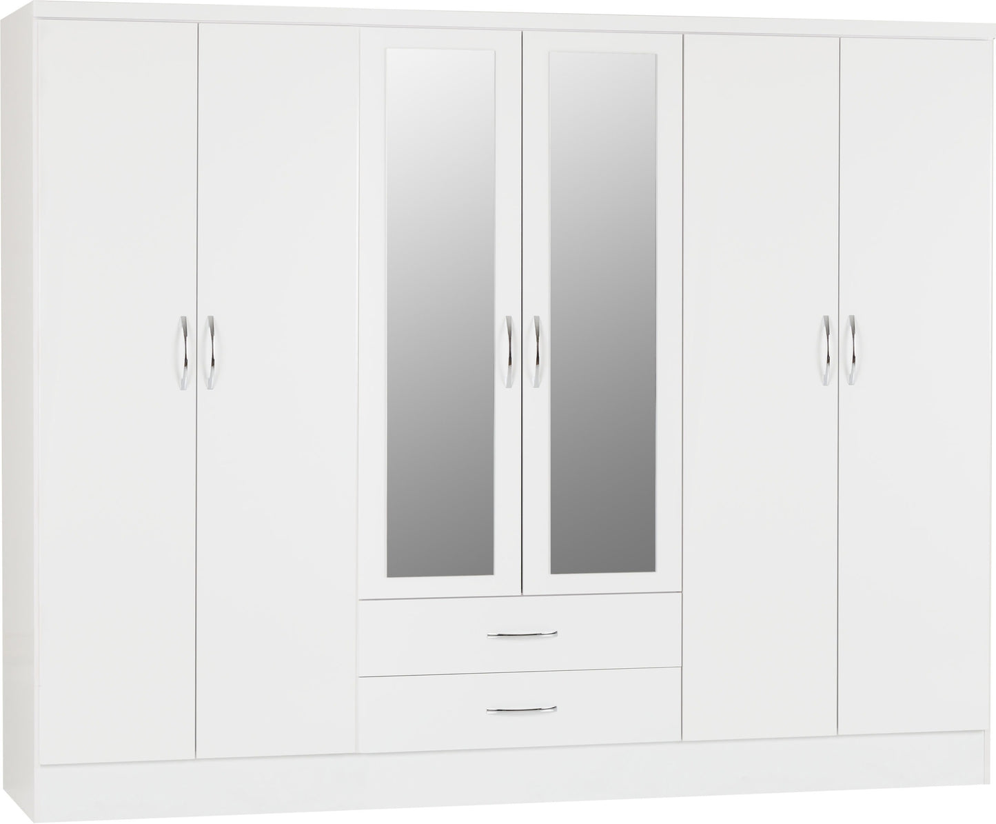 NEVADA 6 DOOR 2 DRAWER MIRRORED WARDROBE - SONOMA OAK EFFECT