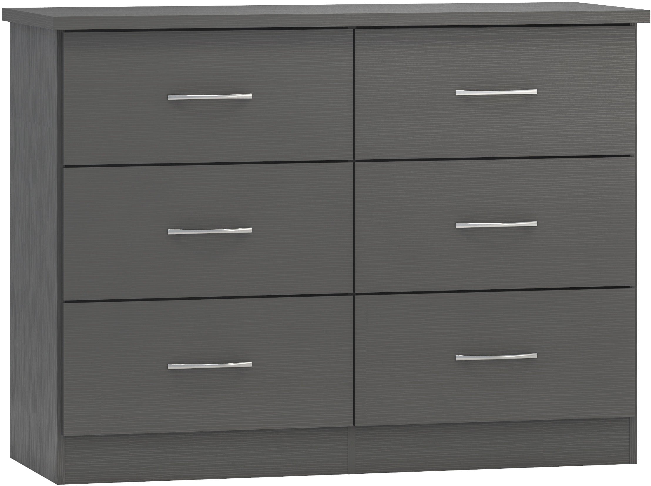 NEVADA 6 DRAWER CHEST - 3D EFFECT GREY