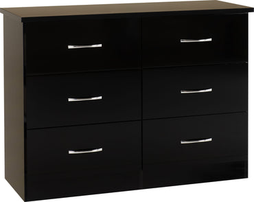 NEVADA 6 DRAWER CHEST - 3D EFFECT GREY