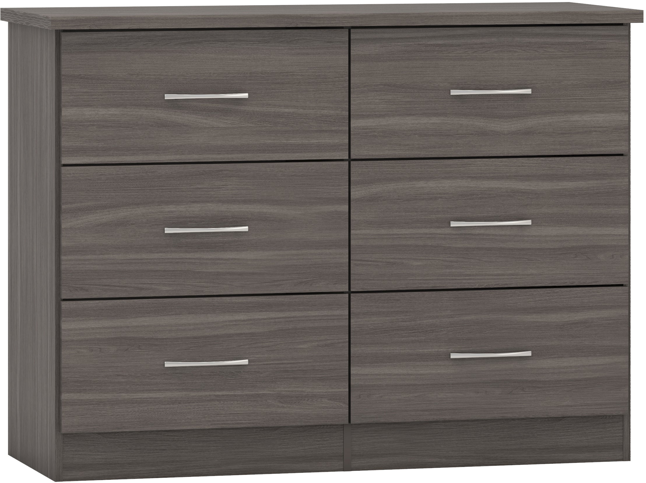 NEVADA 6 DRAWER CHEST - BLACK WOOD GRAIN