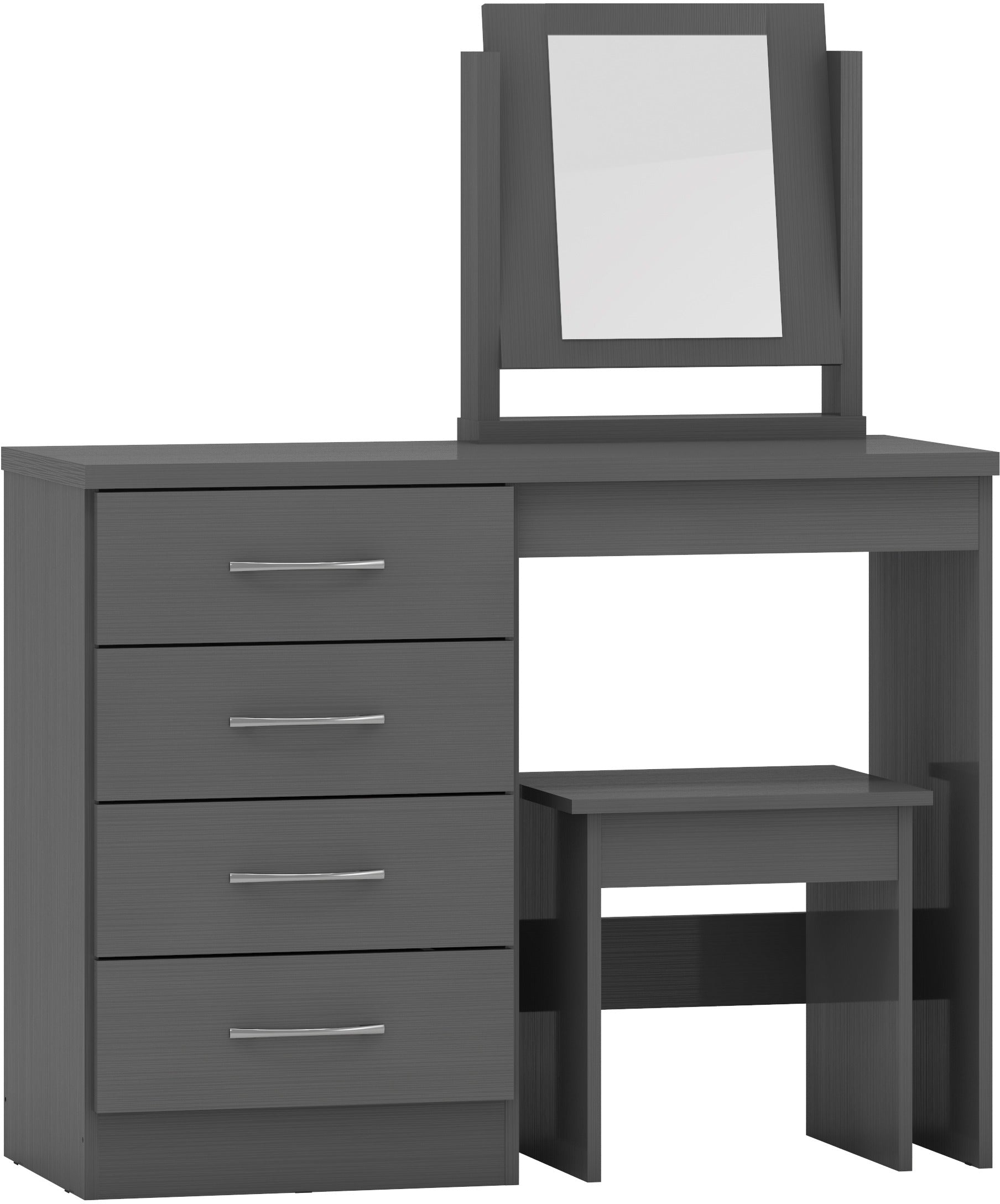 NEVADA 4 DRAWER DRESSING TABLE SET - 3D EFFECT GREY