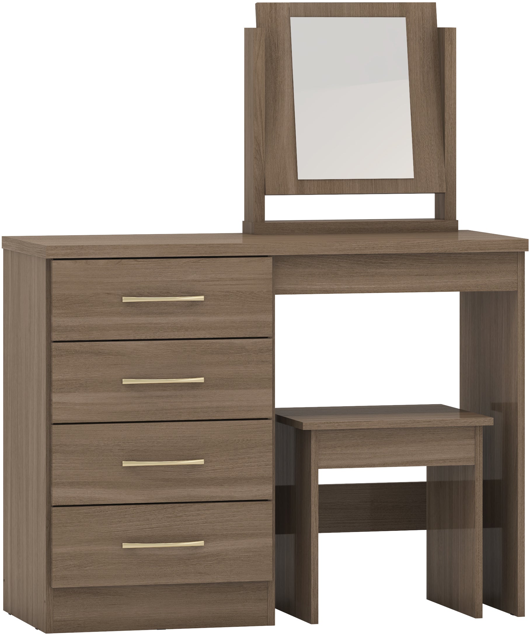 NEVADA 4 DRAWER DRESSING TABLE SET - RUSTIC OAK EFFECT