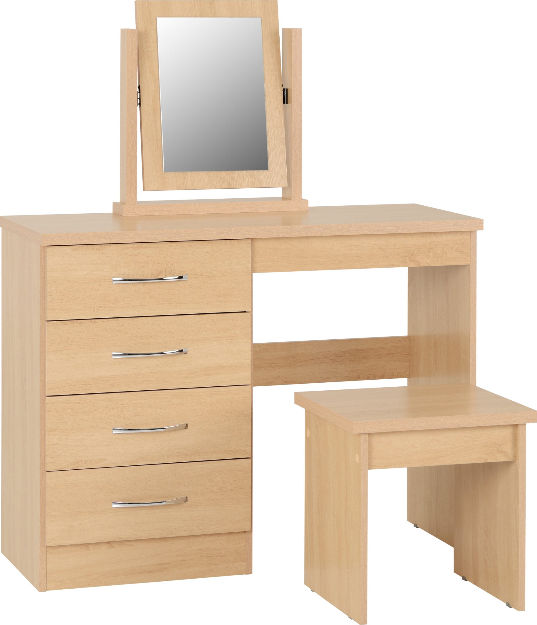 NEVADA 4 DRAWER DRESSING TABLE SET - SONOMA OAK EFFECT