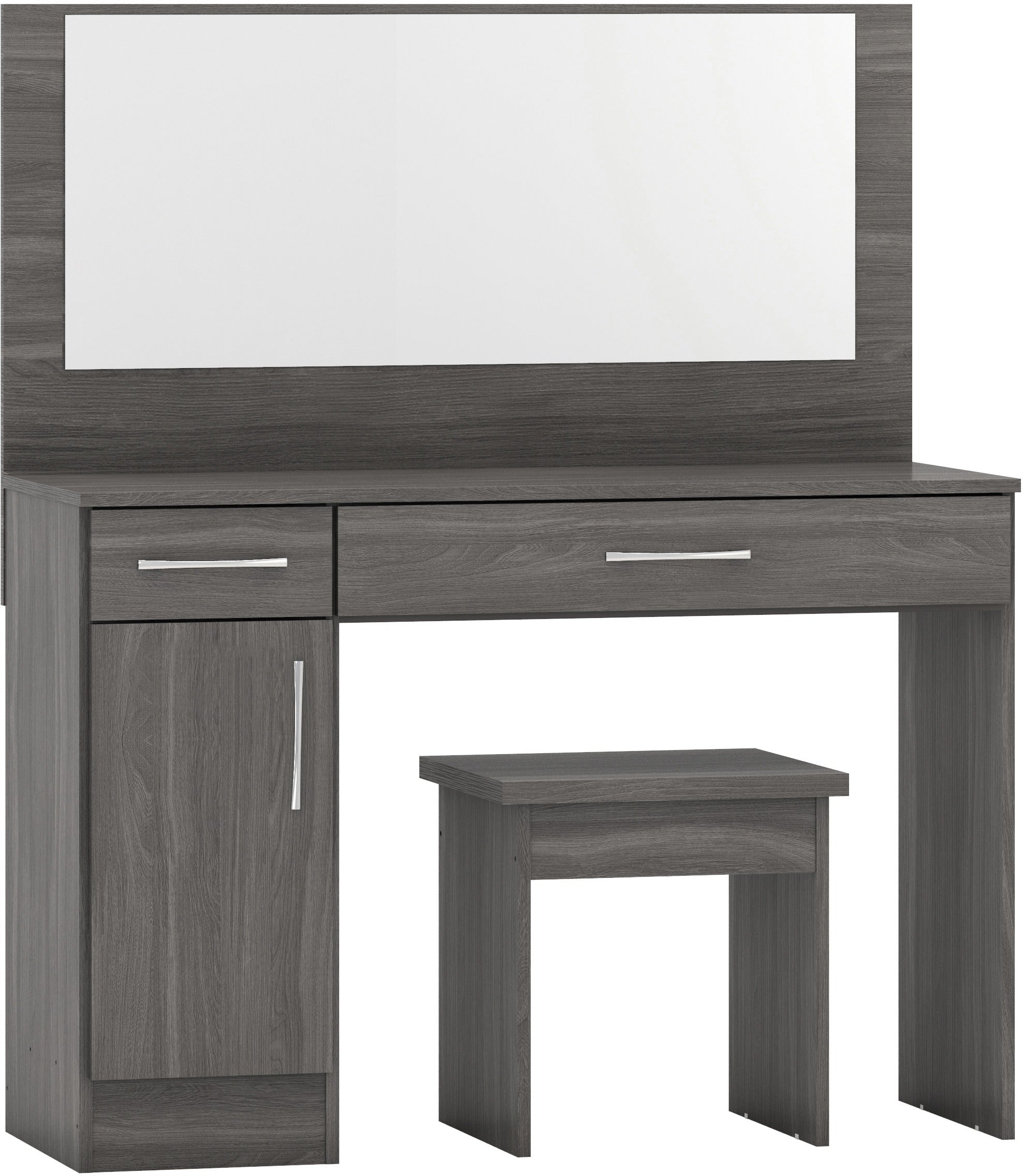 NEVADA VANITY/DRESSING TABLE SET - BLACK WOOD GRAIN