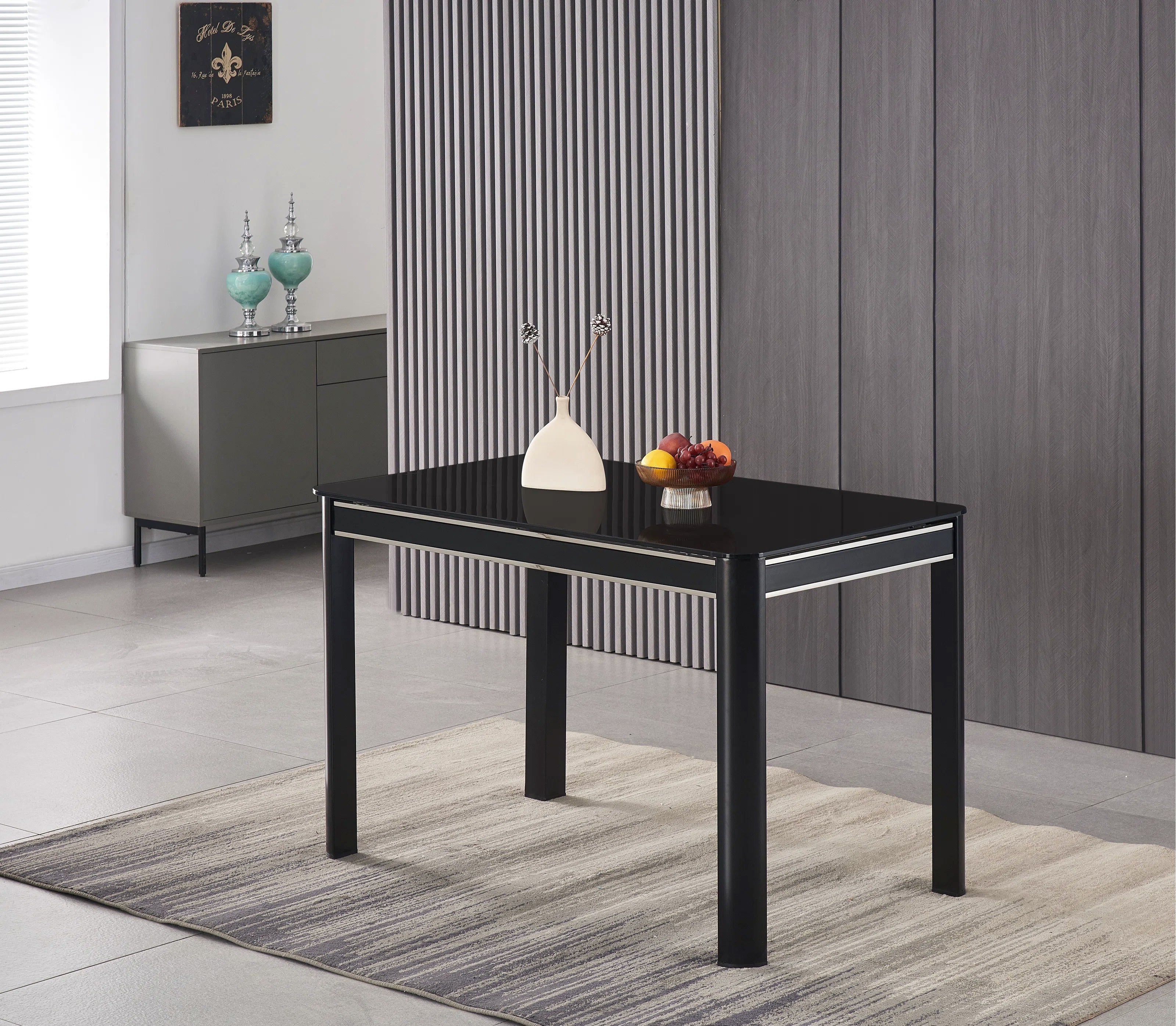 Black Glass Dining Table