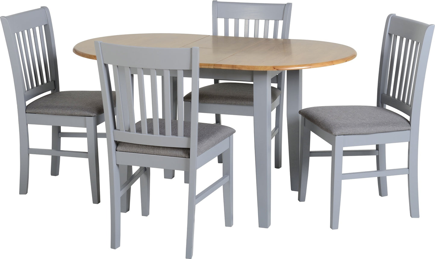 OXFORD EXTENDING DINING SET - GREY/NATURAL OAK/GREY FABRIC