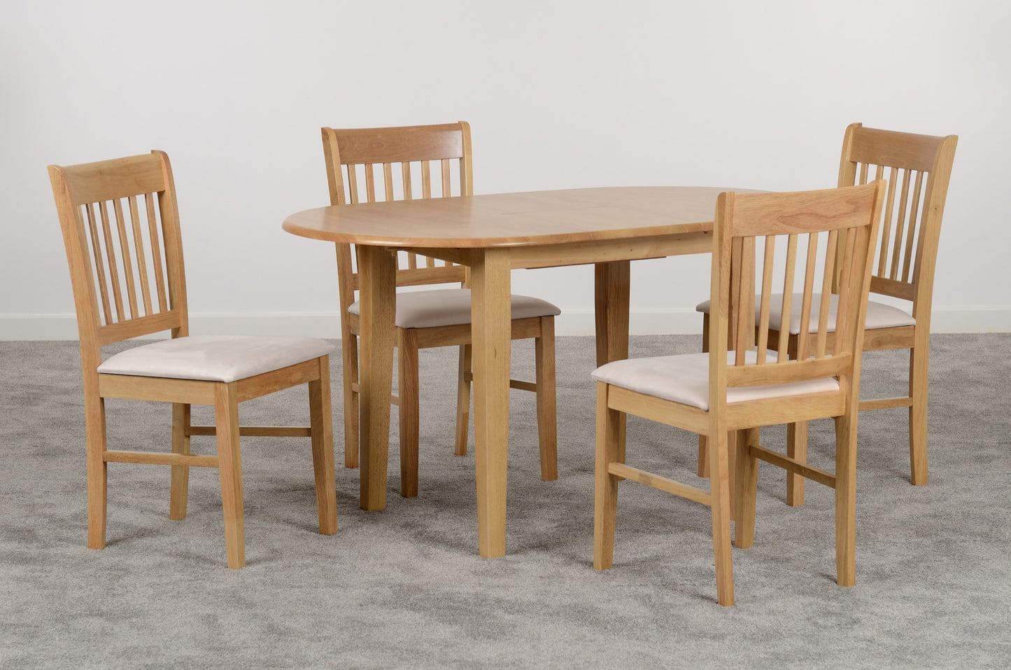 OXFORD EXTENDING DINING SET - NATURAL OAK/MINK MICROSUEDE