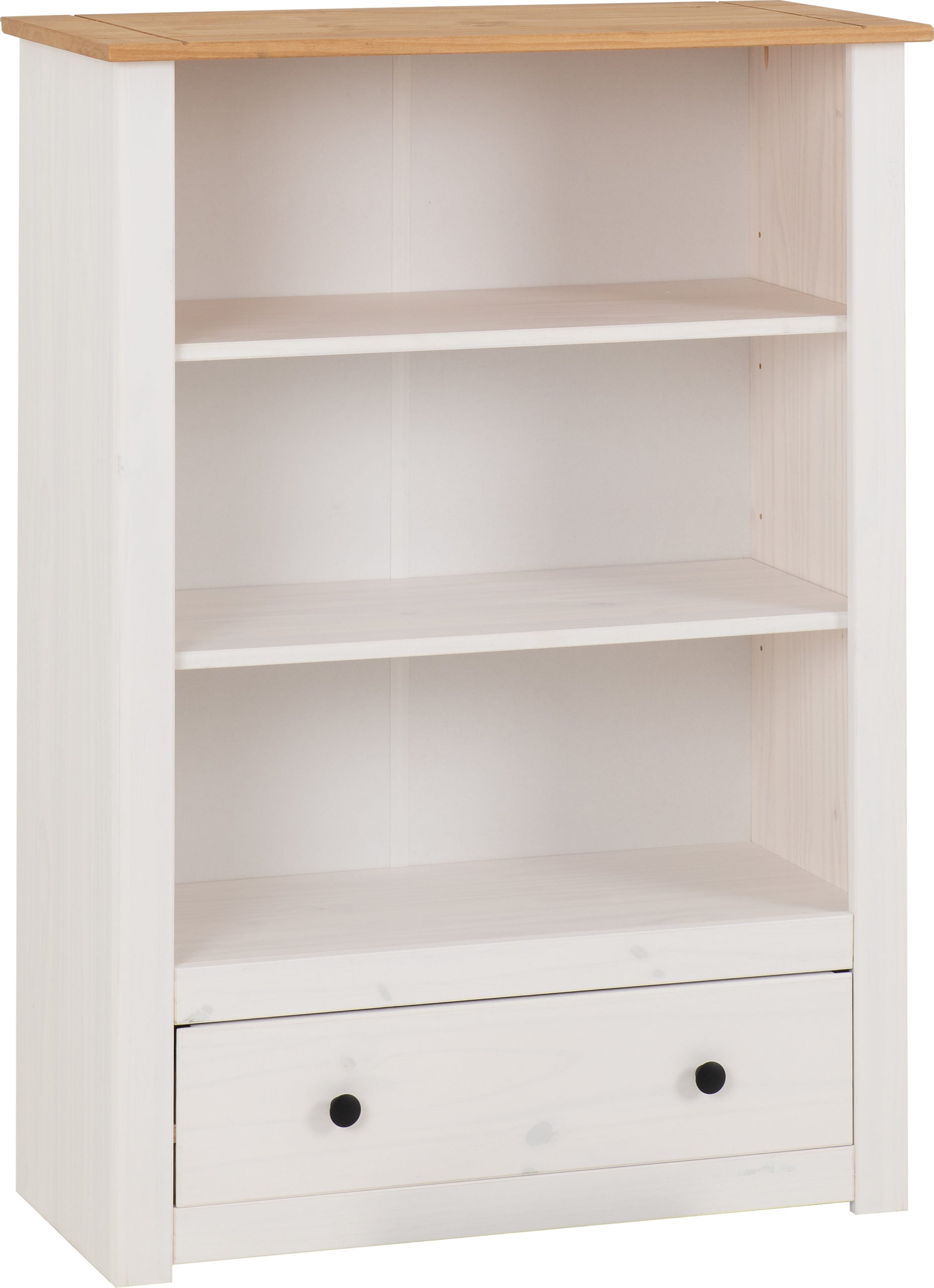 PANAMA 1 DRAWER BOOKCASE - WHITE/NATURAL WAX