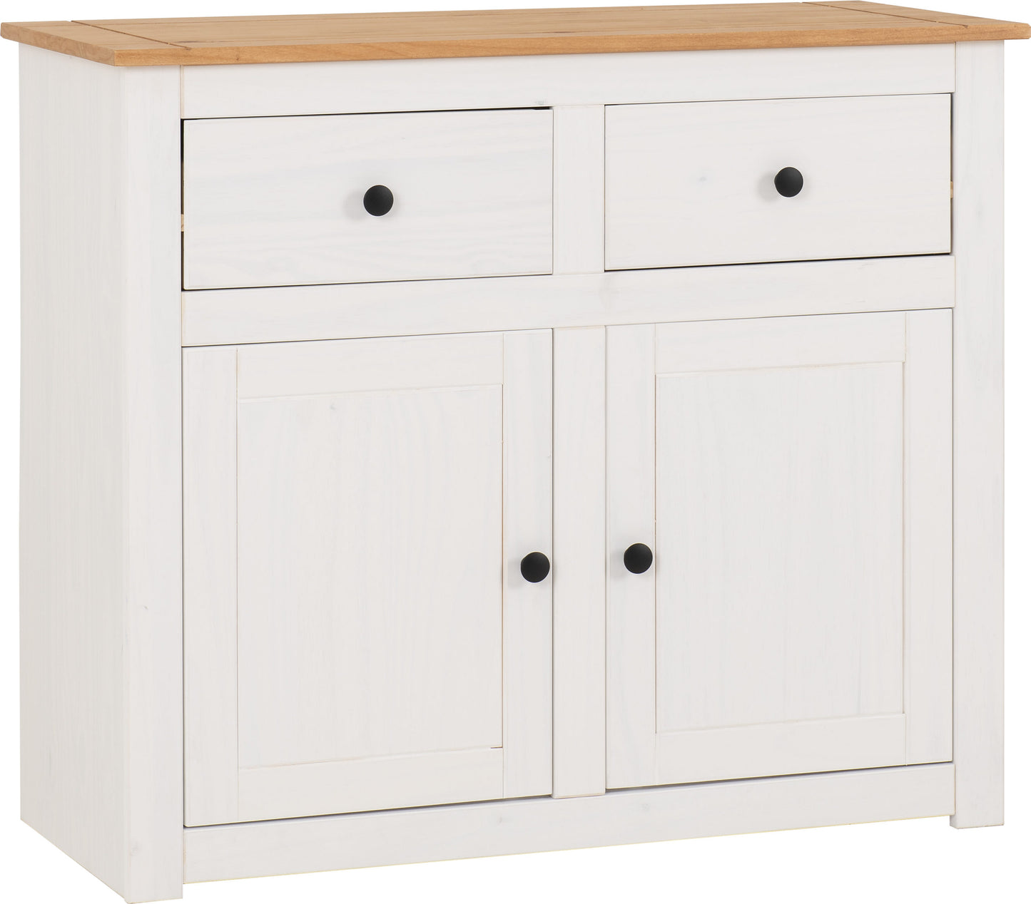 PANAMA 2 DOOR 2 DRAWER SIDEBOARD - WHITE/NATURAL WAX