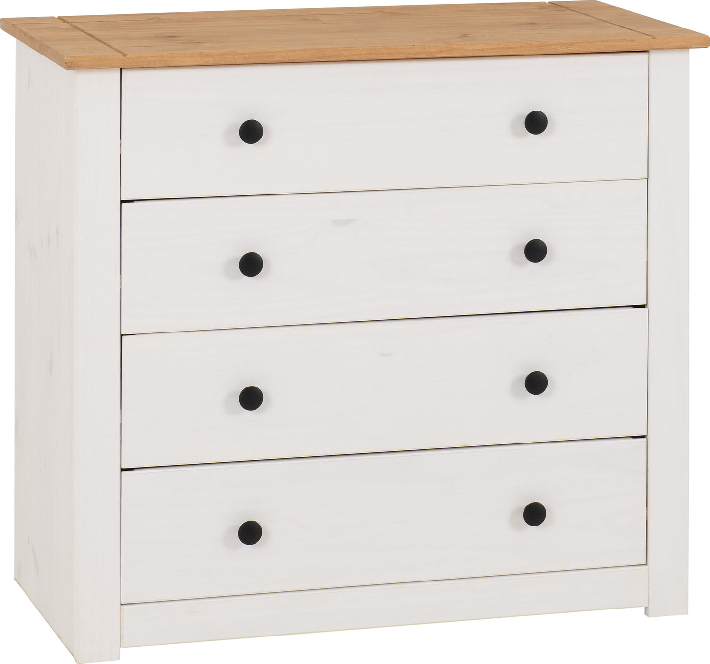 PANAMA 4 DRAWER CHEST - WHITE/NATURAL WAX