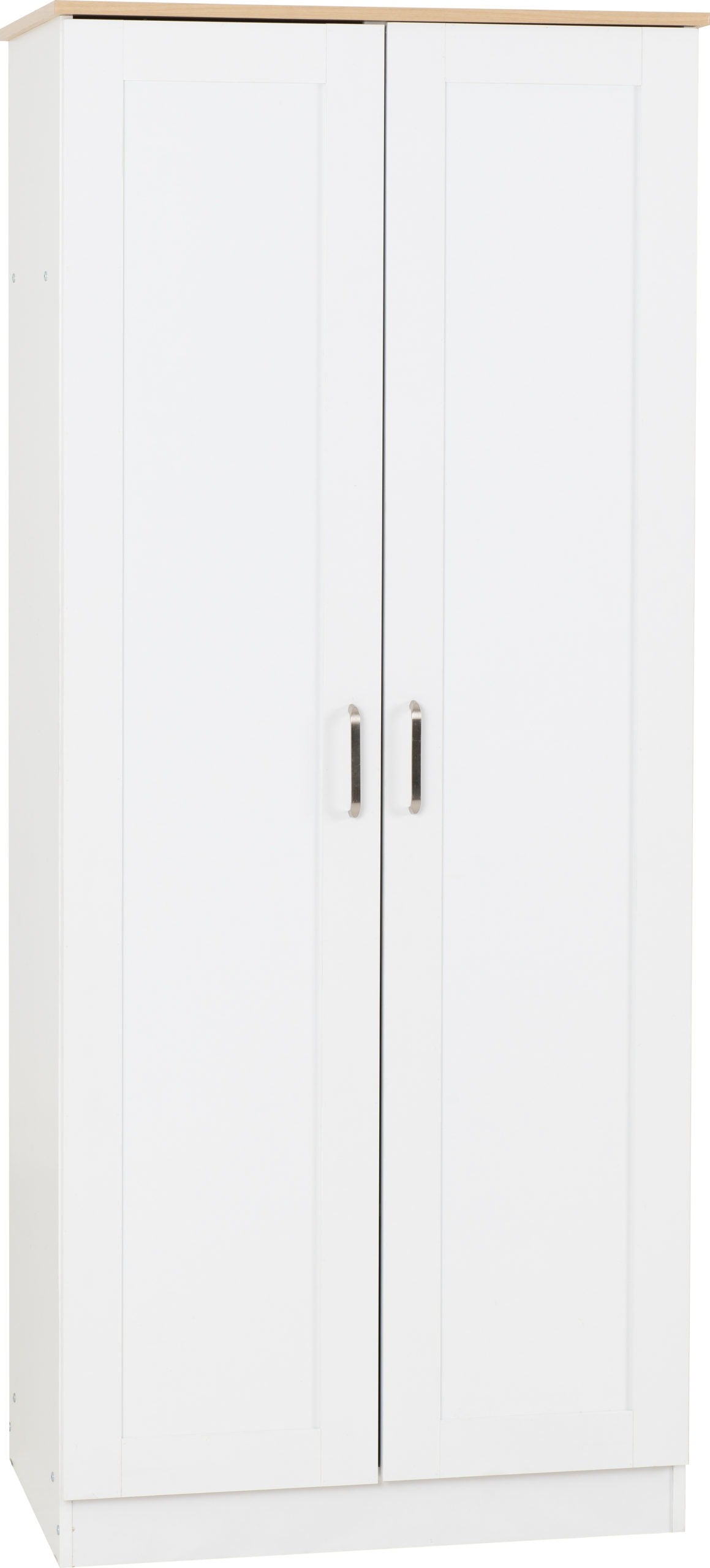 PORTLAND 2 DOOR WARDROBE  - WHITE/OAK EFFECT