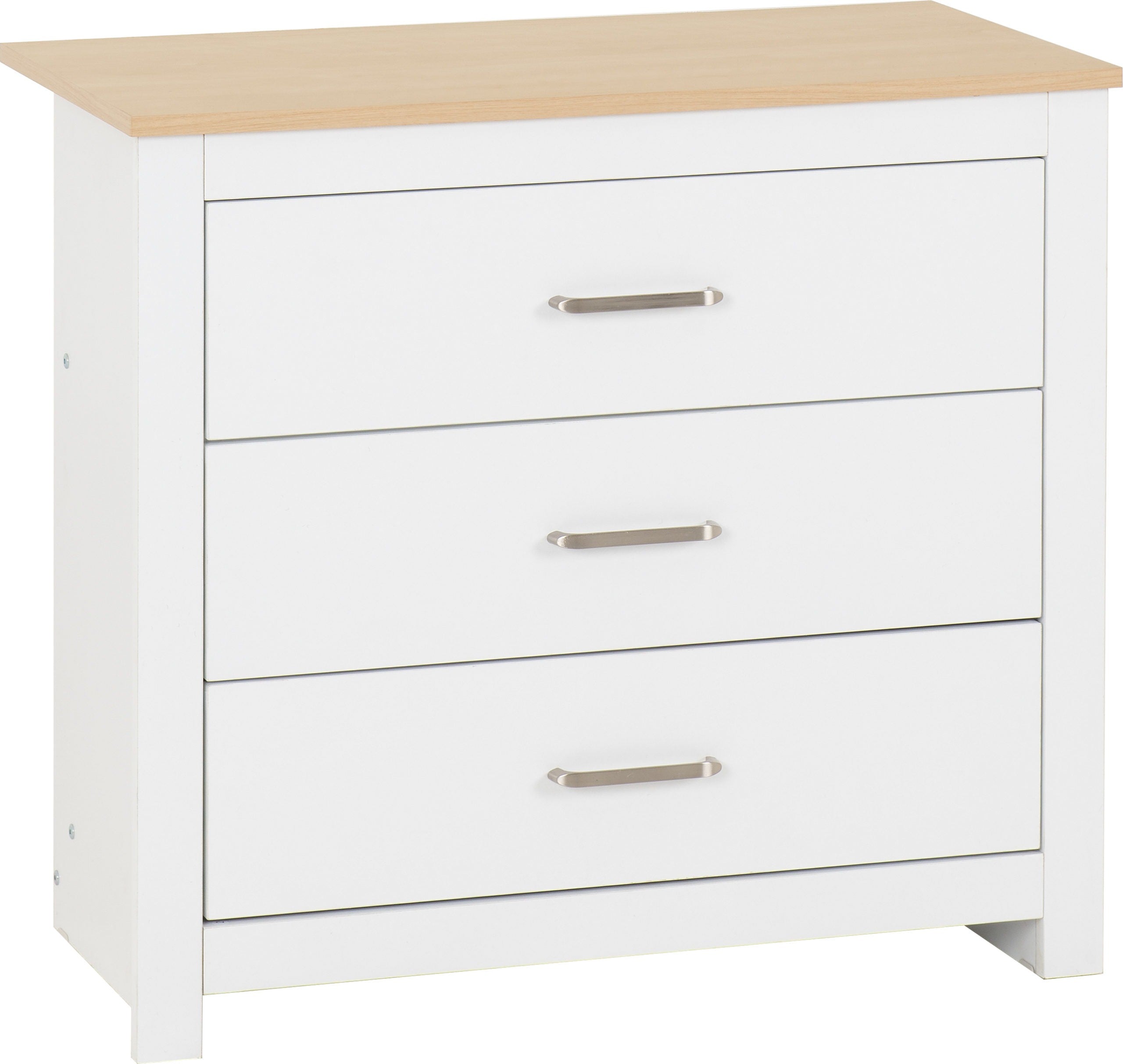 PORTLAND 3 DRAWER CHEST  - WHITE/OAK EFFECT