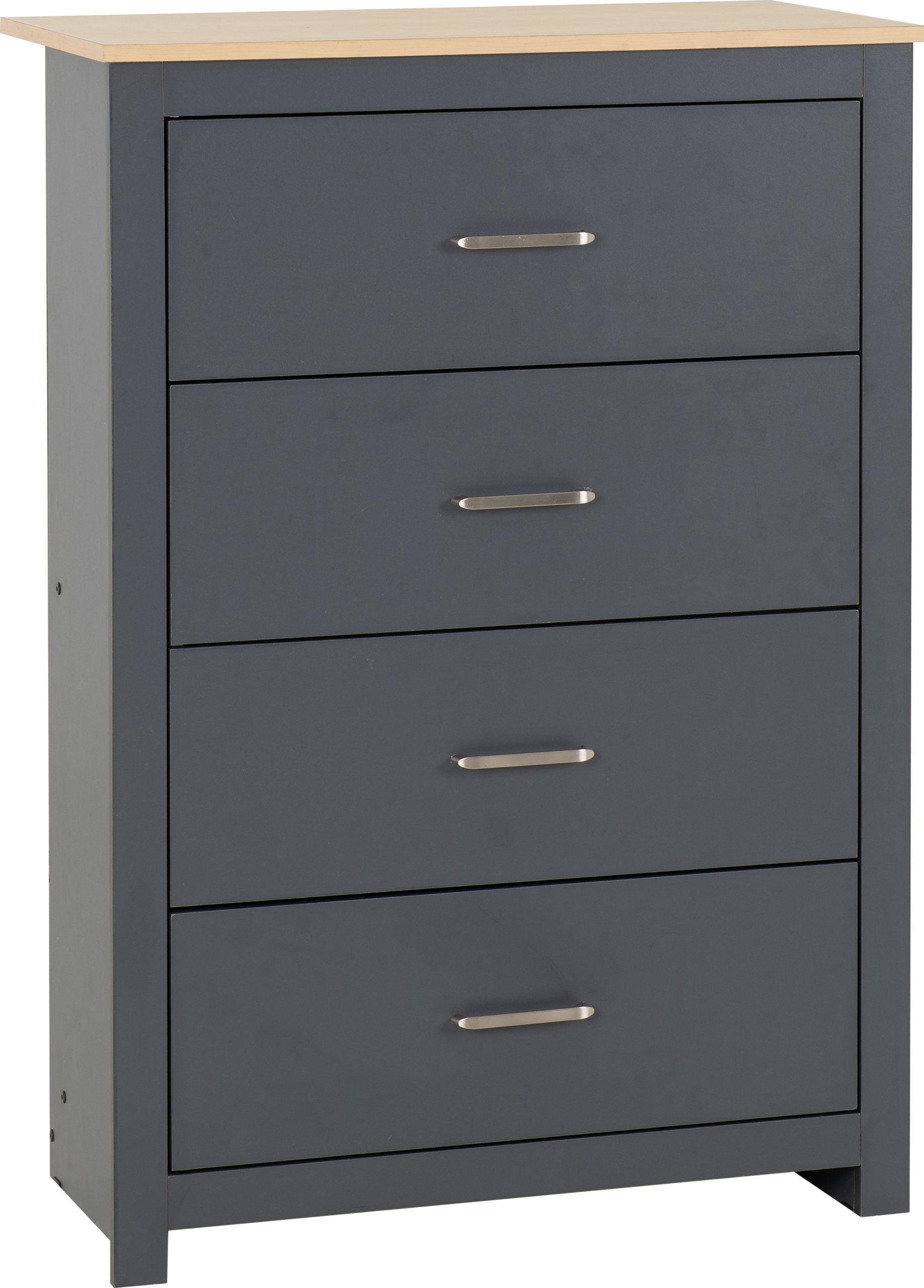 PORTLAND 4 DRAWER CHEST  - GREY/OAK EFFECT