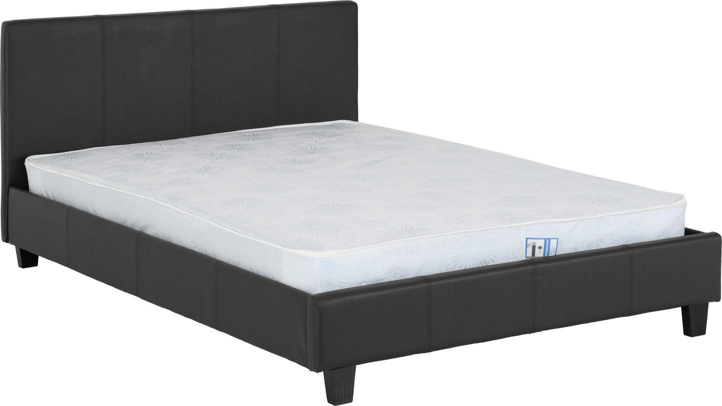 PRADO 5' BED - BLACK FAUX LEATHER