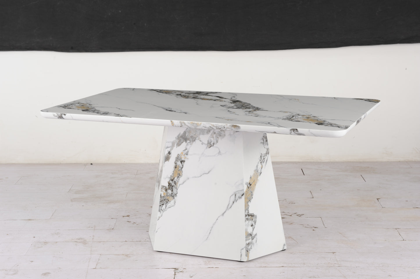 Grey & White Marble Effect Dining Table