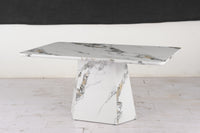 Grey & White Marble Effect Dining Table