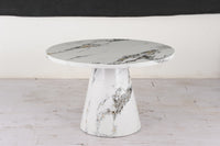 Grey & White Round Marble Effect Dining Table