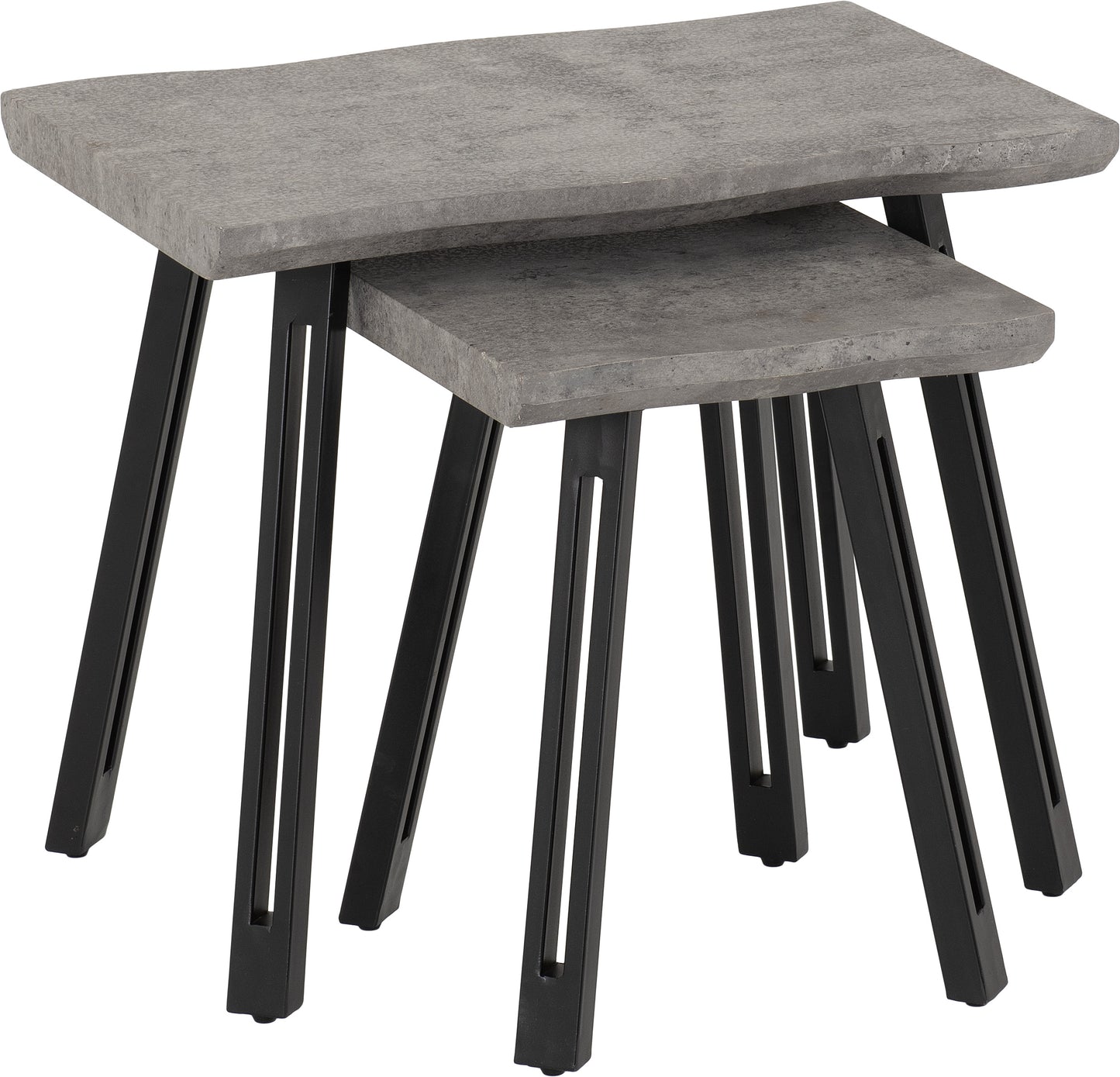 QUEBEC WAVE EDGE NEST OF TABLES - CONCRETE EFFECT/BLACK