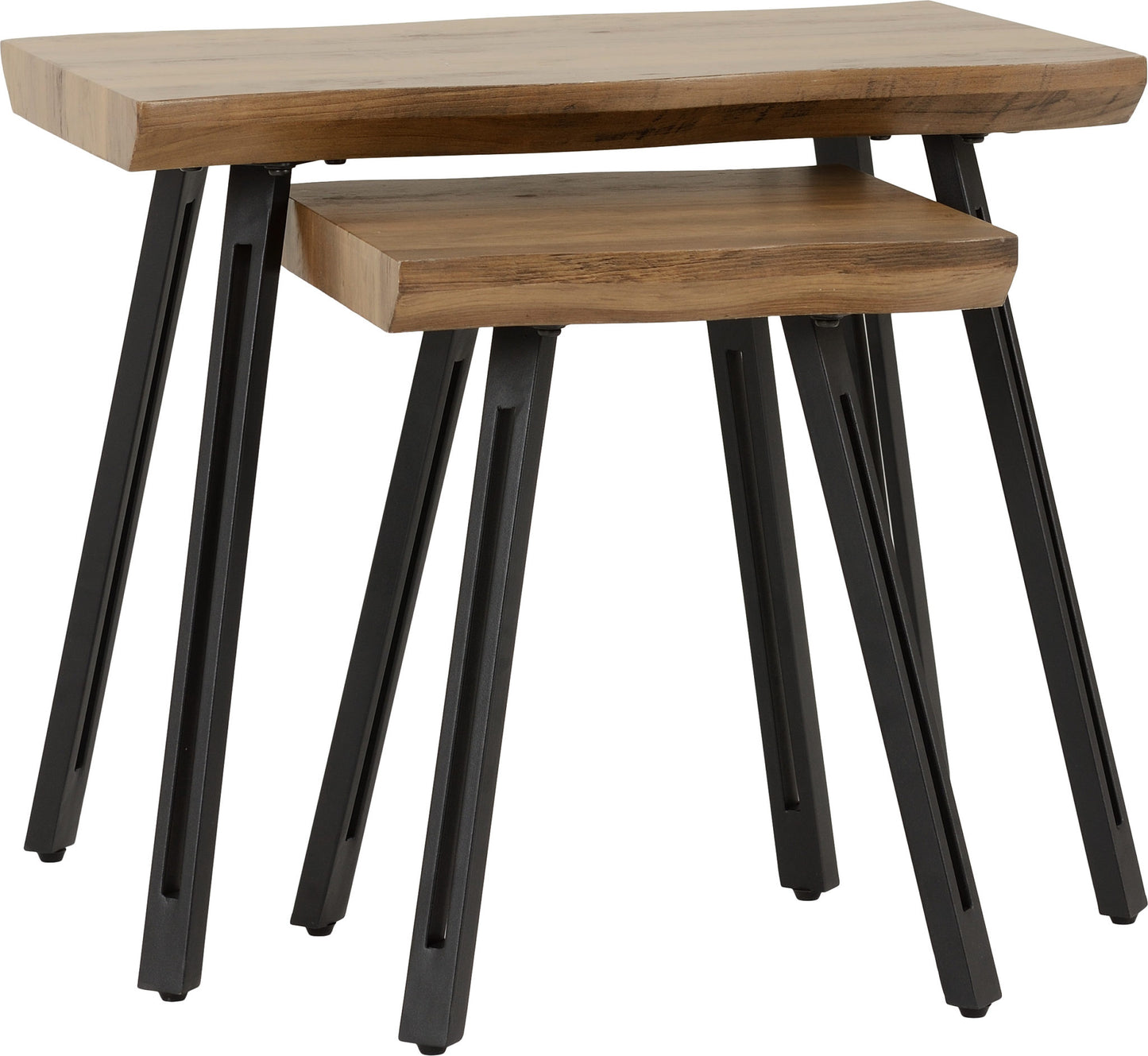 QUEBEC WAVE EDGE NEST OF TABLES - MEDIUM OAK EFFECT/BLACK