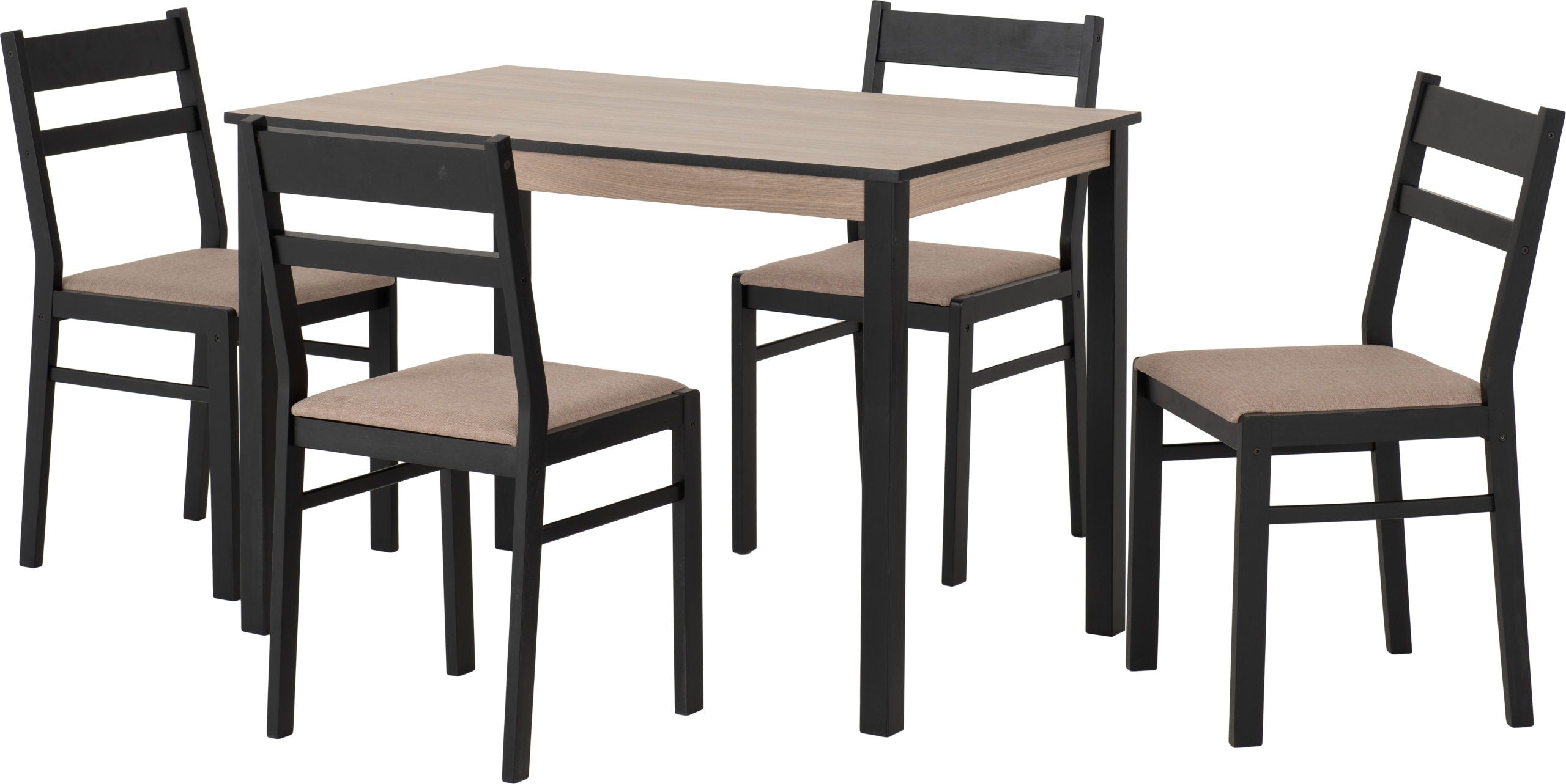 RADLEY DINING SET - BLACK/OAK EFFECT/OAT FABRIC