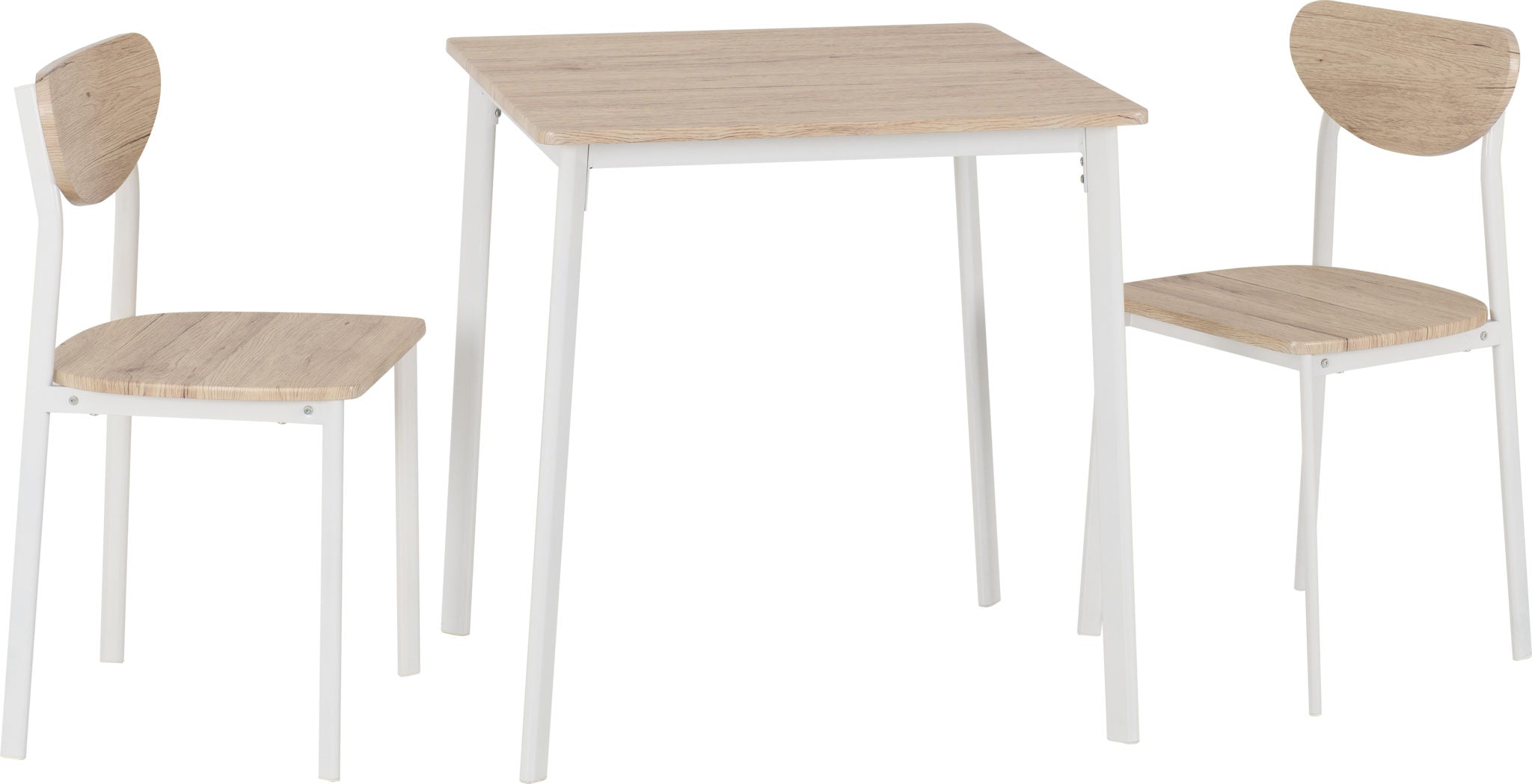 RILEY SMALL DINING SET - WHITE/LIGHT OAK EFFECT VENEER