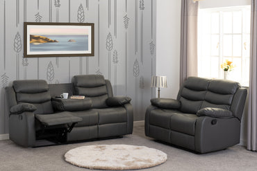 3 & 2 Recliner Suite Grey Faux Leather