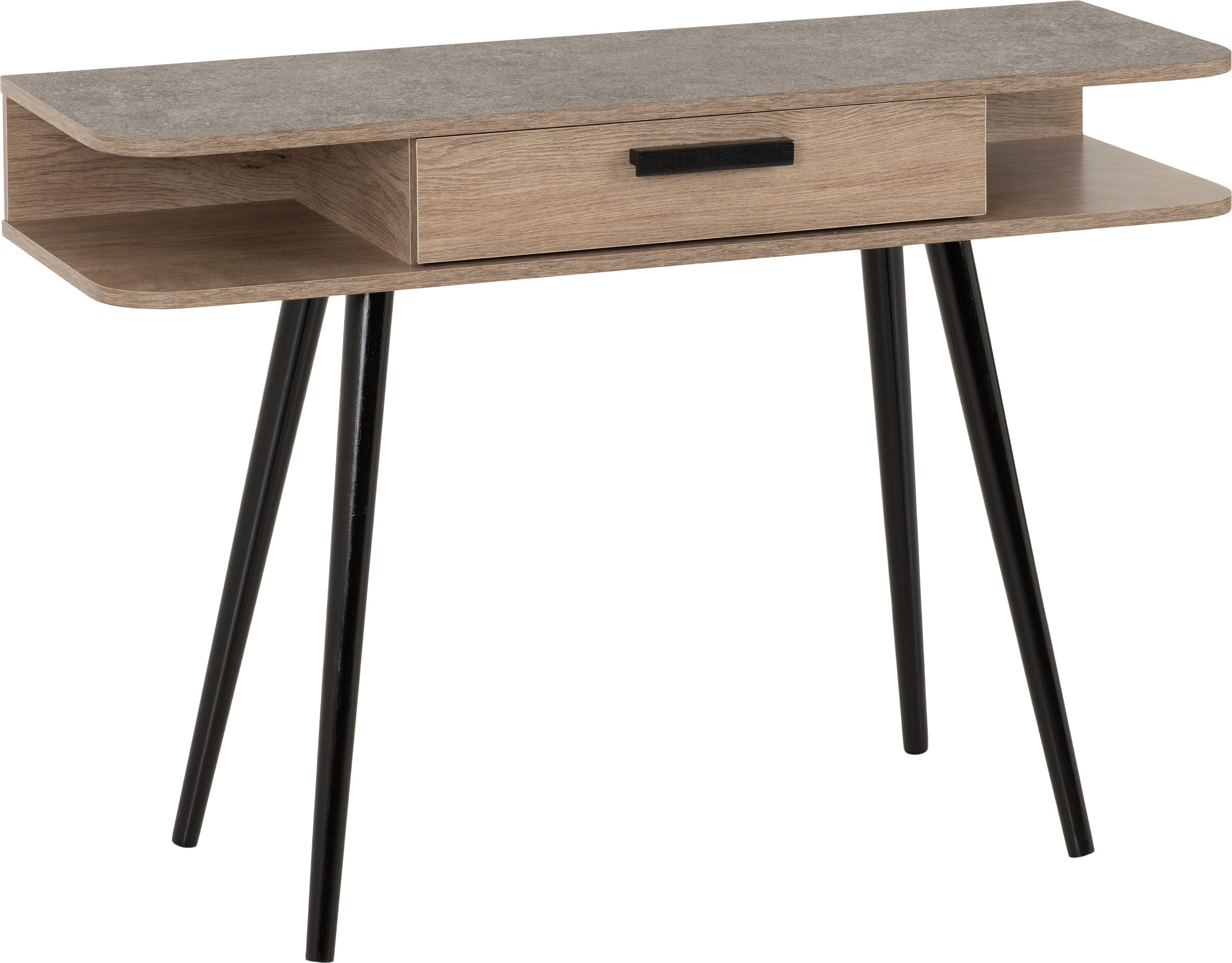 SAXTON 1 DRAWER CONSOLE TABLE  - MID OAK EFFECT/GREY