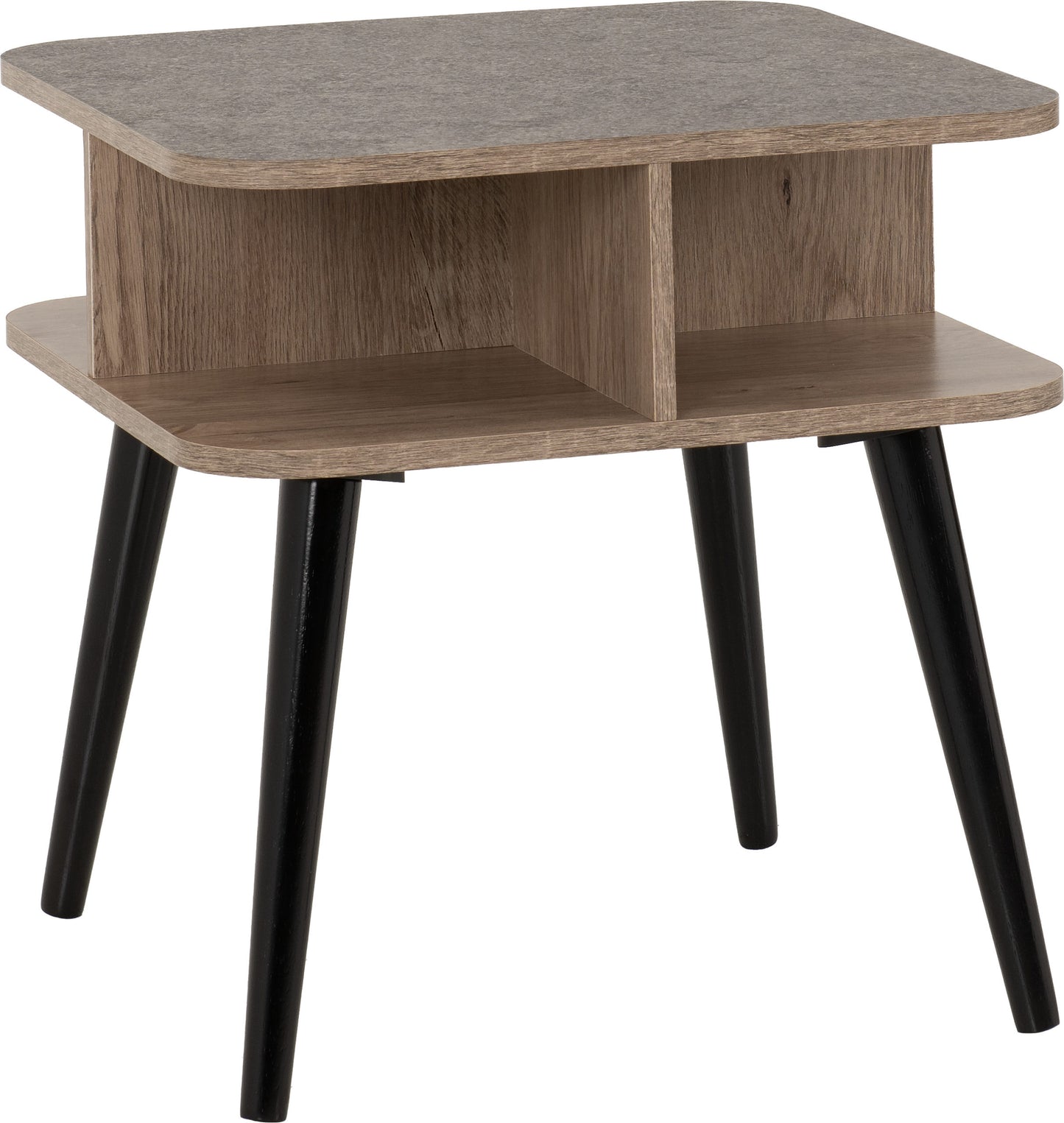 SAXTON SIDE TABLE  - MID OAK EFFECT/GREY