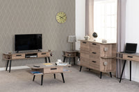 SAXTON 2 DRAWER TV UNIT  - MID OAK EFFECT/GREY