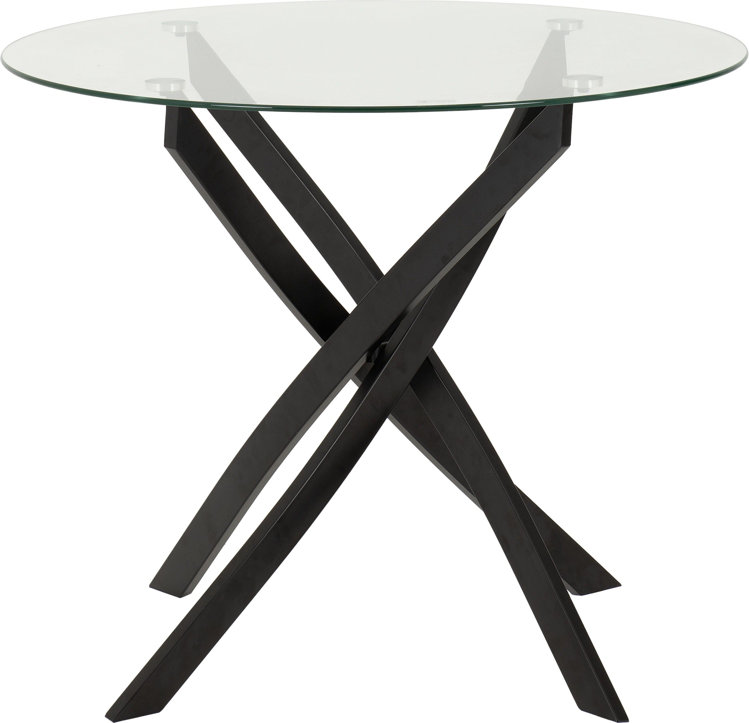 SHELDON ROUND GLASS TOP DINING TABLE - CLEAR GLASS/BLACK