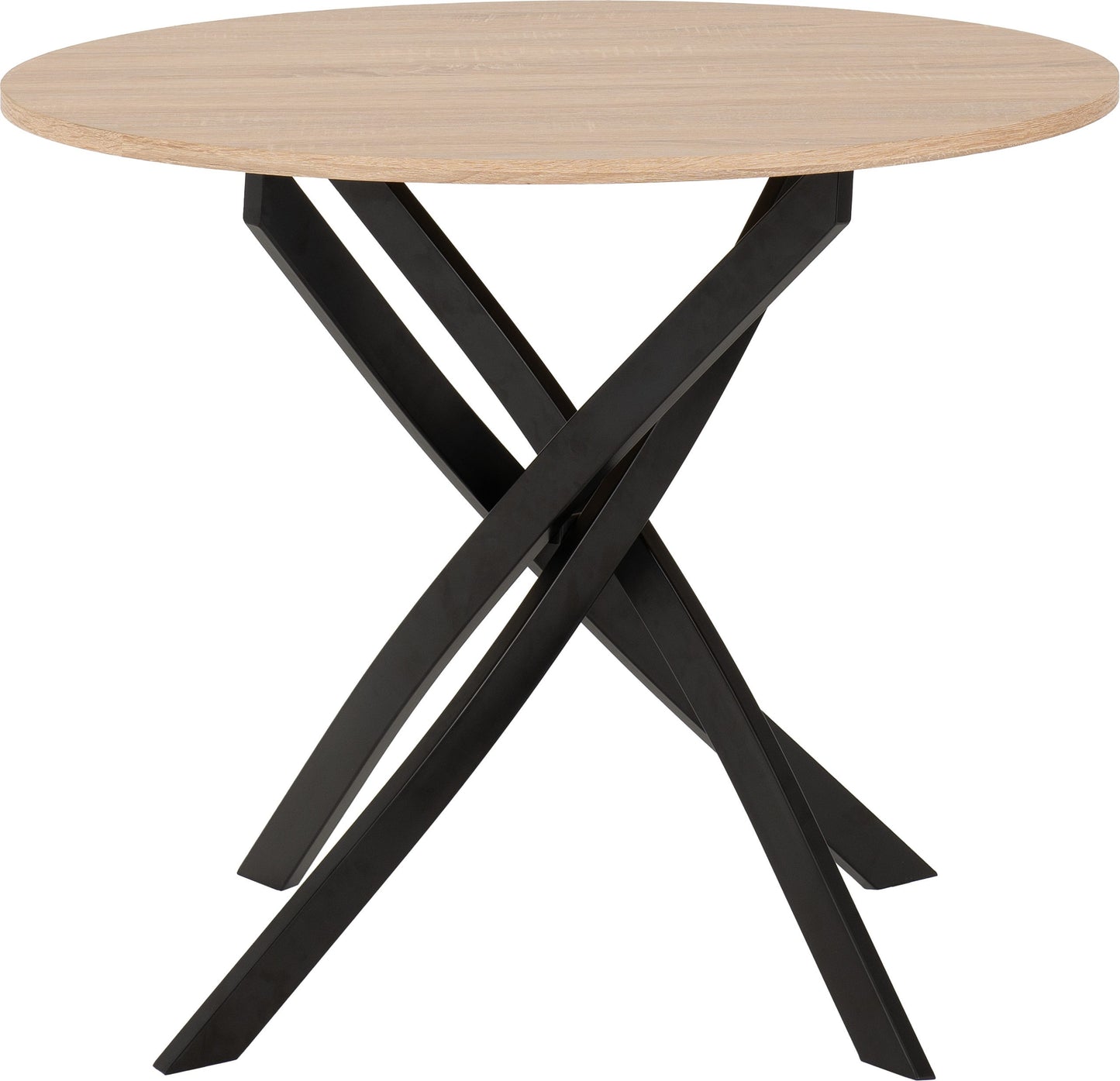 SHELDON ROUND WOODEN TOP DINING TABLE - SONOMA OAK EFFECT/BLACK