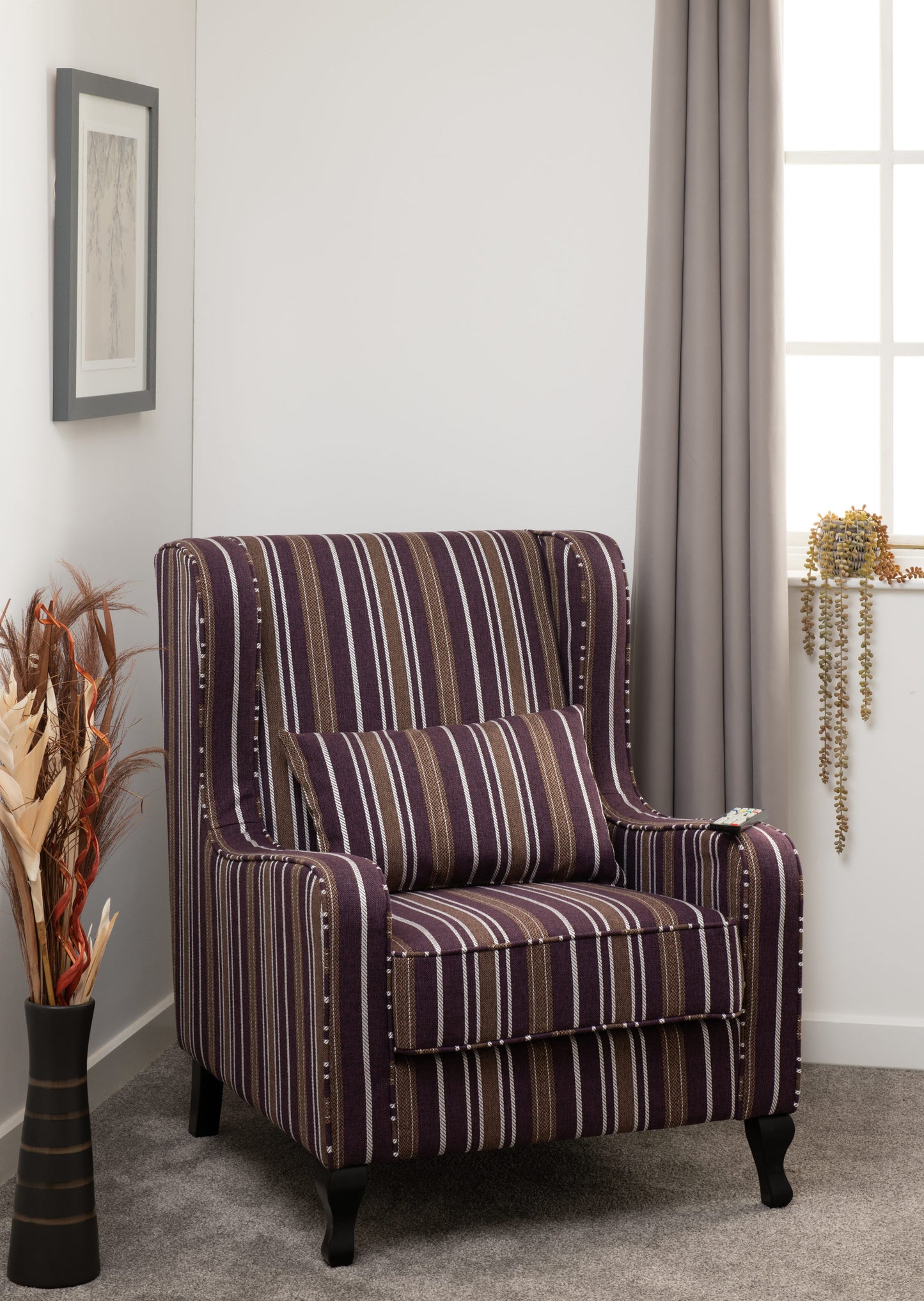 Sherborne Fireside Chair Burgundy Stripe Fabric